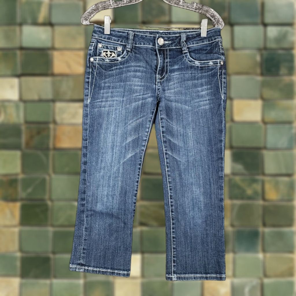 Vintage L.A. Idol Womens Jeans Capri Heavy Stitch Blue 29 Capris Size 29 Women Size 29" - 1 Thumbnail
