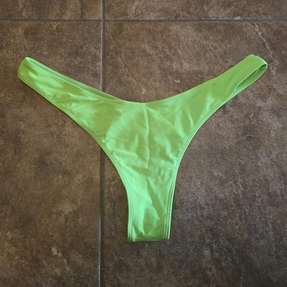 Designer Green Neon High Cut Bikini Bottoms Size ONE SIZE - 1 Thumbnail