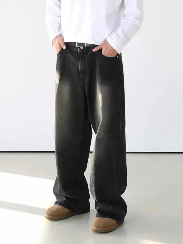 Japanese Brand Black Baggy Washed Denim Jeans Size US 30 / EU 46 - 1 Thumbnail