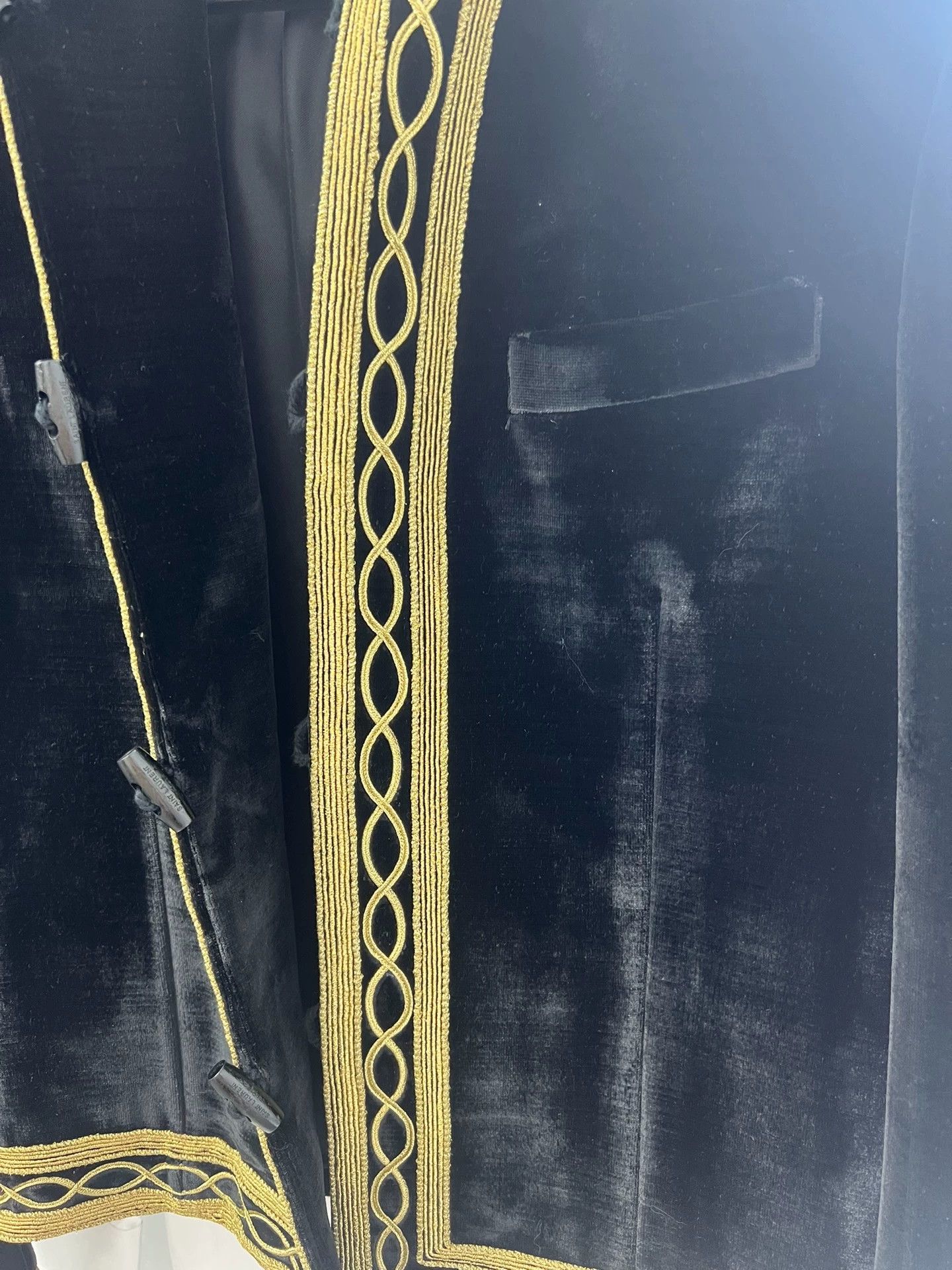 Saint Laurent Paris SLP 18fw black velvet gold embroidery hooded jacket Size US S / EU 44-46 / 1 - 3 Thumbnail