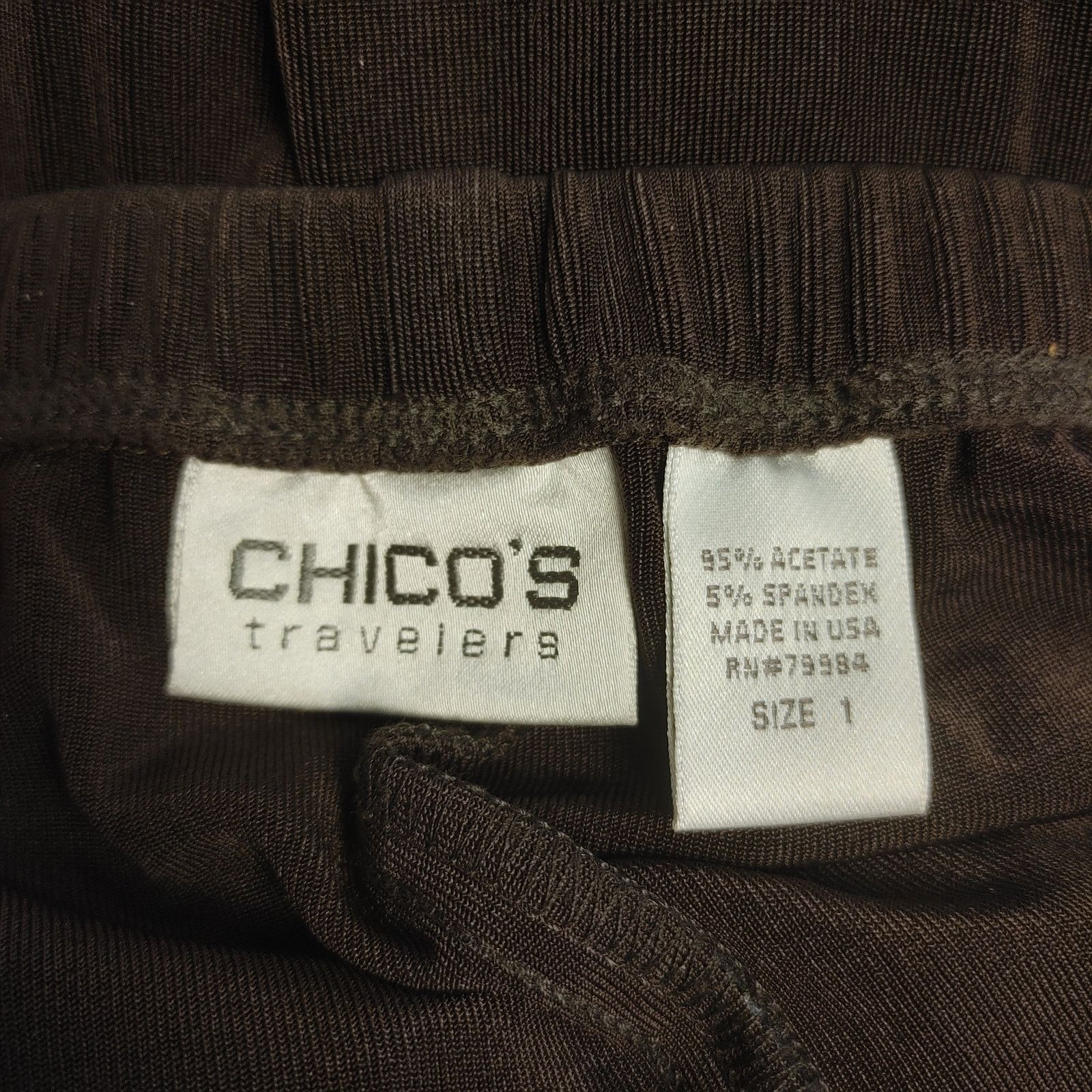 Chicos Chico's Travelers Women's 1 Dark Brown Wide Leg Pants Size 31" - 4 Thumbnail