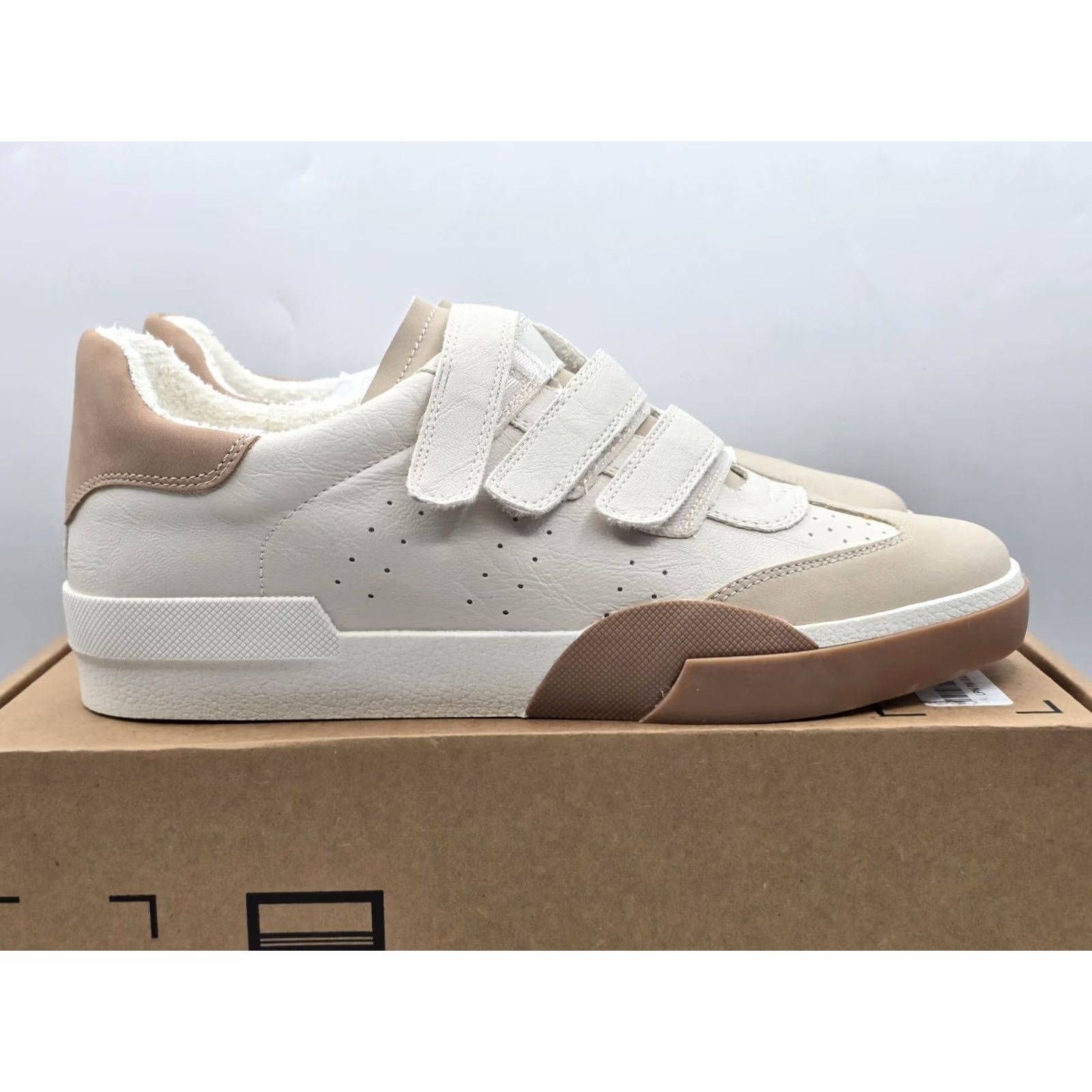 Dolce Vita Dolce Vita Hook Sneaker - White/Beige - Women’s Size 11 - Casual Flat Suede Hook & Loop Adjustable Strap Shoes Size US 11 / IT 41 - 4 Thumbnail