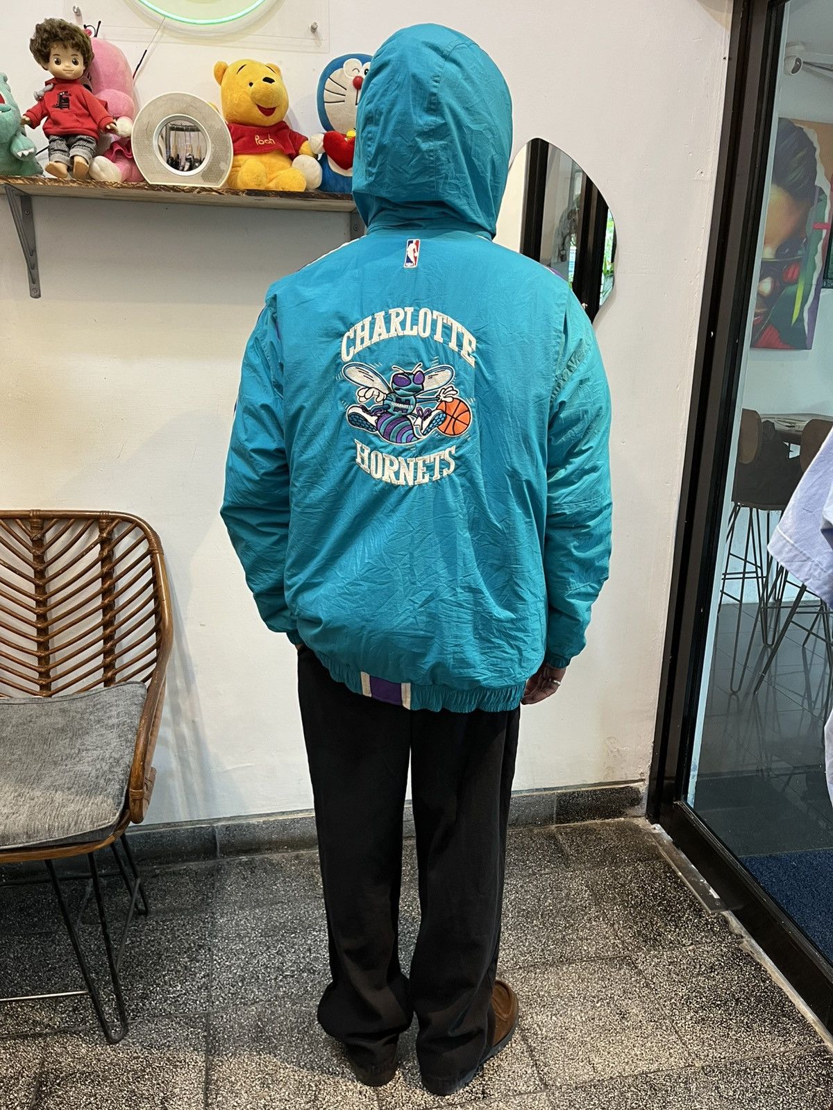 Vintage 90s Charlotte Hornets Starter Puffer Down Jacket Hood! Size US L / EU 52-54 / 3 - 3 Thumbnail