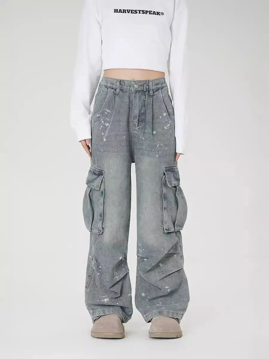 Japanese Brand Retro loose high street straight leg jeans Size US 32 / EU 48 - 3 Thumbnail