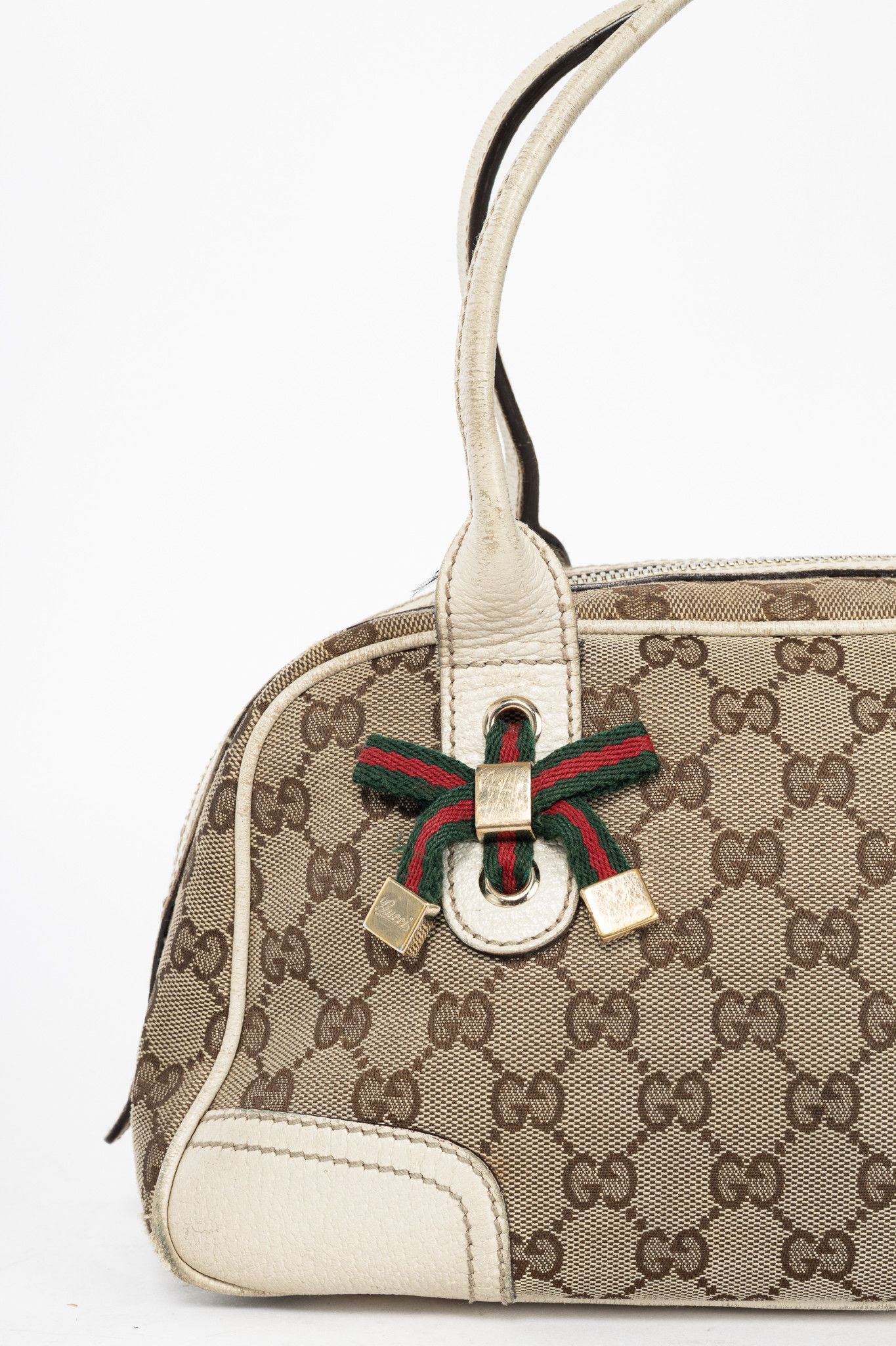 Gucci Gucci Princy Boston Beige & Ebony GG Canvas Web Handbag Size ONE SIZE - 7 Thumbnail