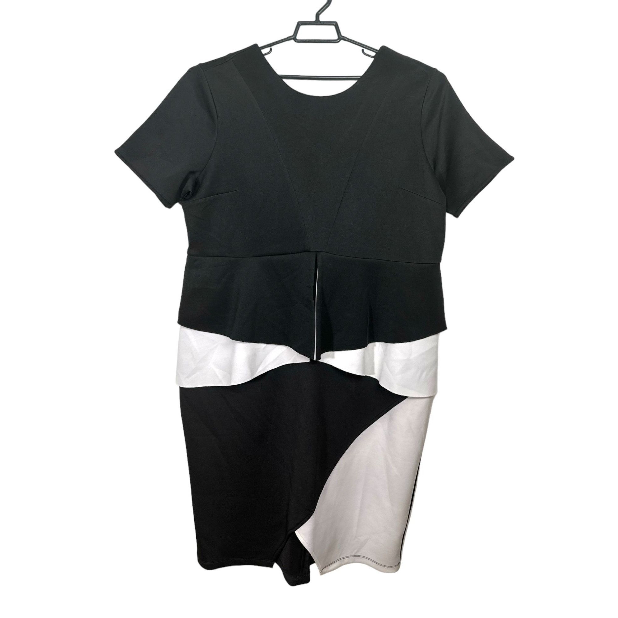 Designer Eloquii Black & White Color-block Short Sleeve Dress with Pe Size XXL / US 16-18 / IT 52-54 - 6 Thumbnail