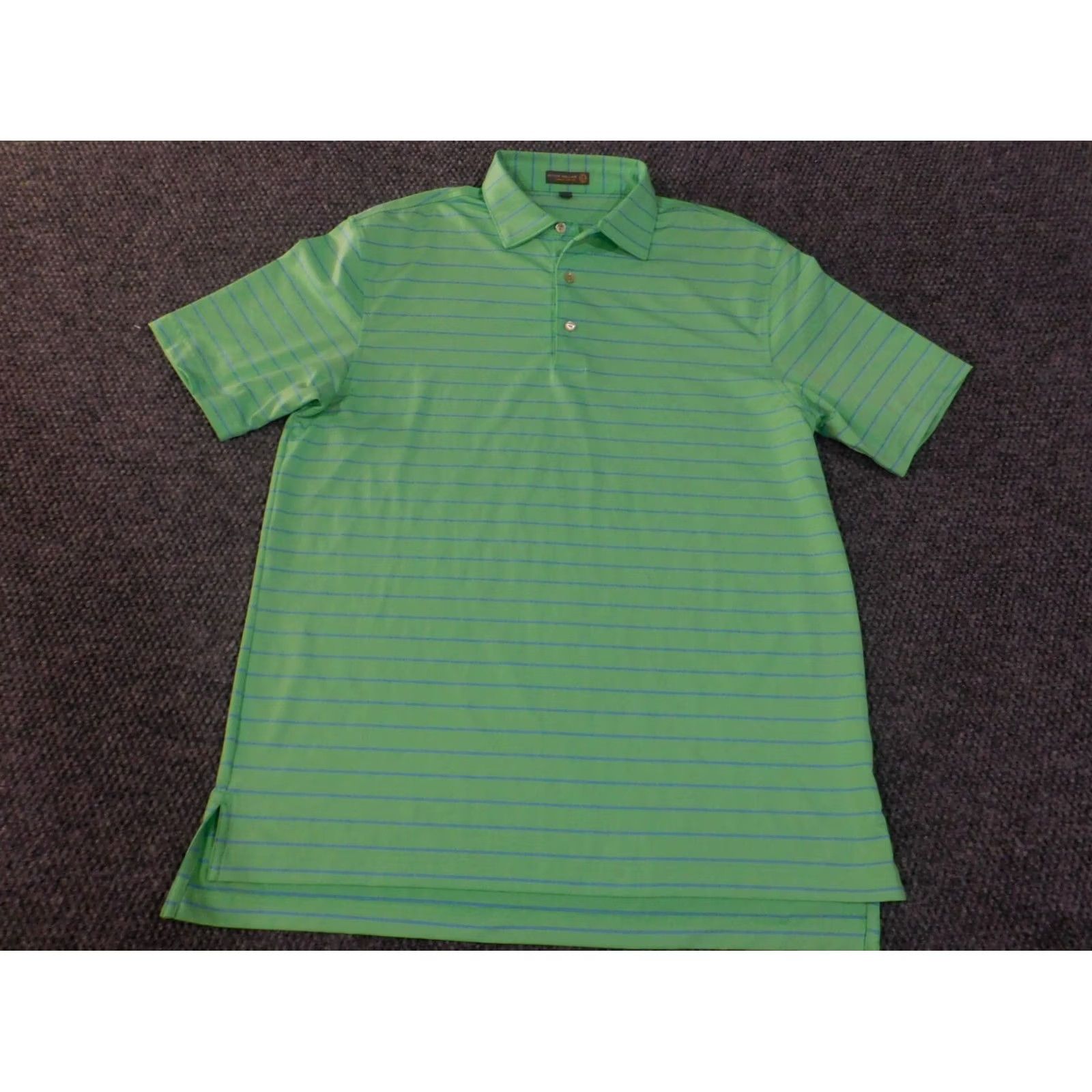 Peter Millar Peter Millar Polo Summer Comfort Green Striped Golf Knit Short Sleeve Mens L Classic Regular Size US L / EU 52-54 / 3 - 4 Thumbnail