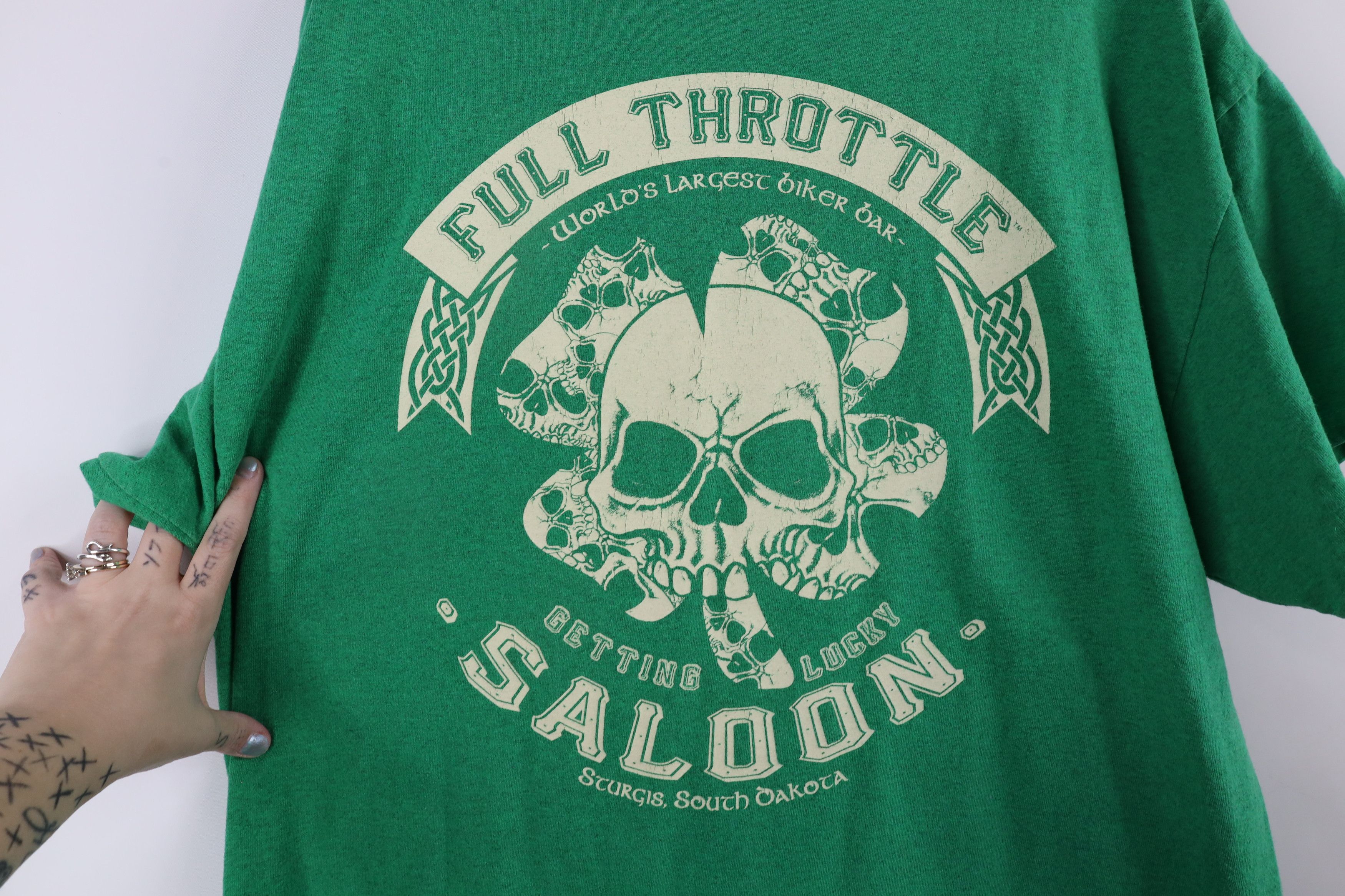 Vintage Vintage Streetwear Throttle Saloon Motorcycle Skull T-Shirt Size US XL / EU 56 / 4 - 8 Thumbnail