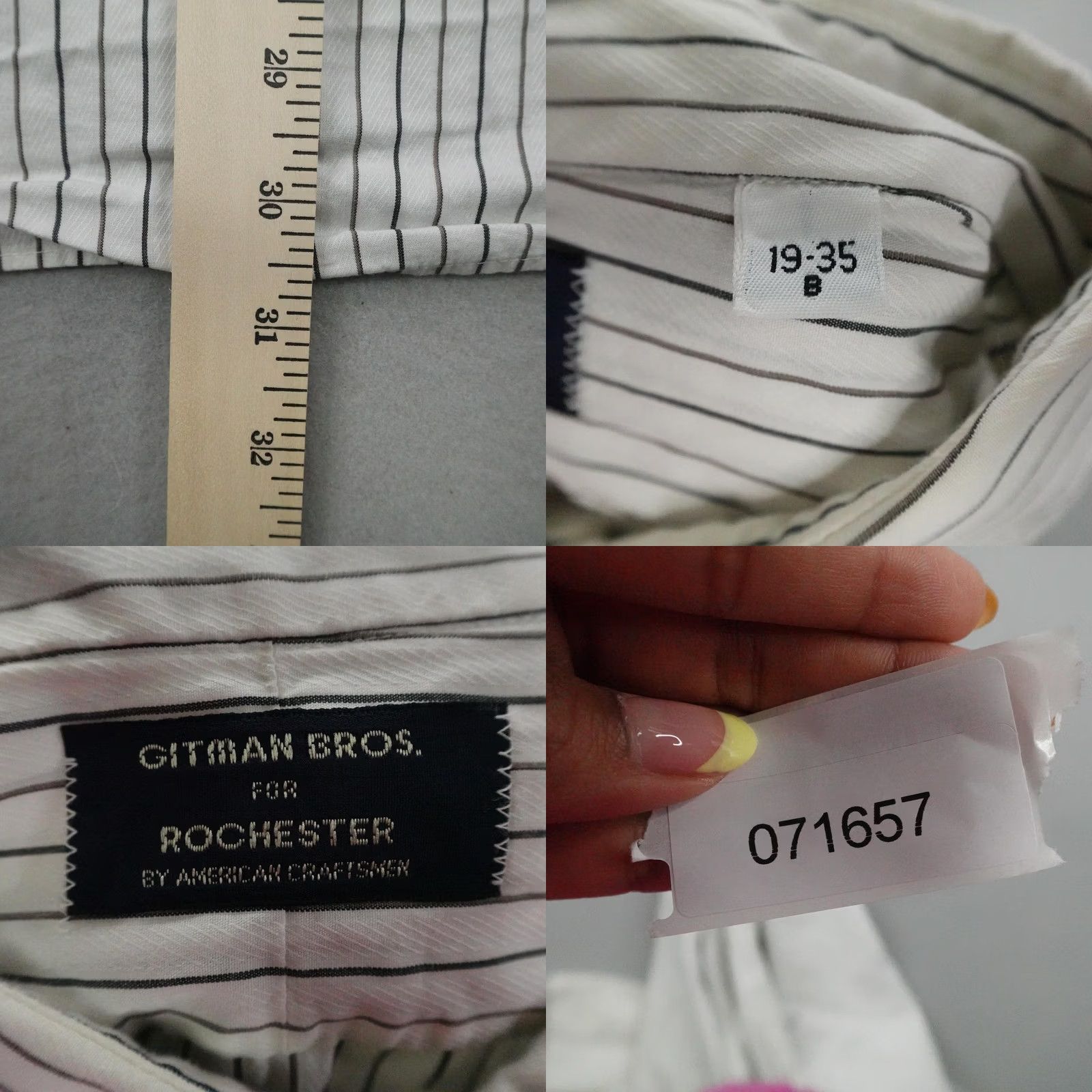 Vintage VINTAGE Gitman Bros Shirt Mens 3XL White Striped Button-Up Frontier 19-35 Big & Tall Long Sleeve Collared 100% Cotton Relaxed Mens Size US XXL / EU 58 / 5 - 8 Thumbnail
