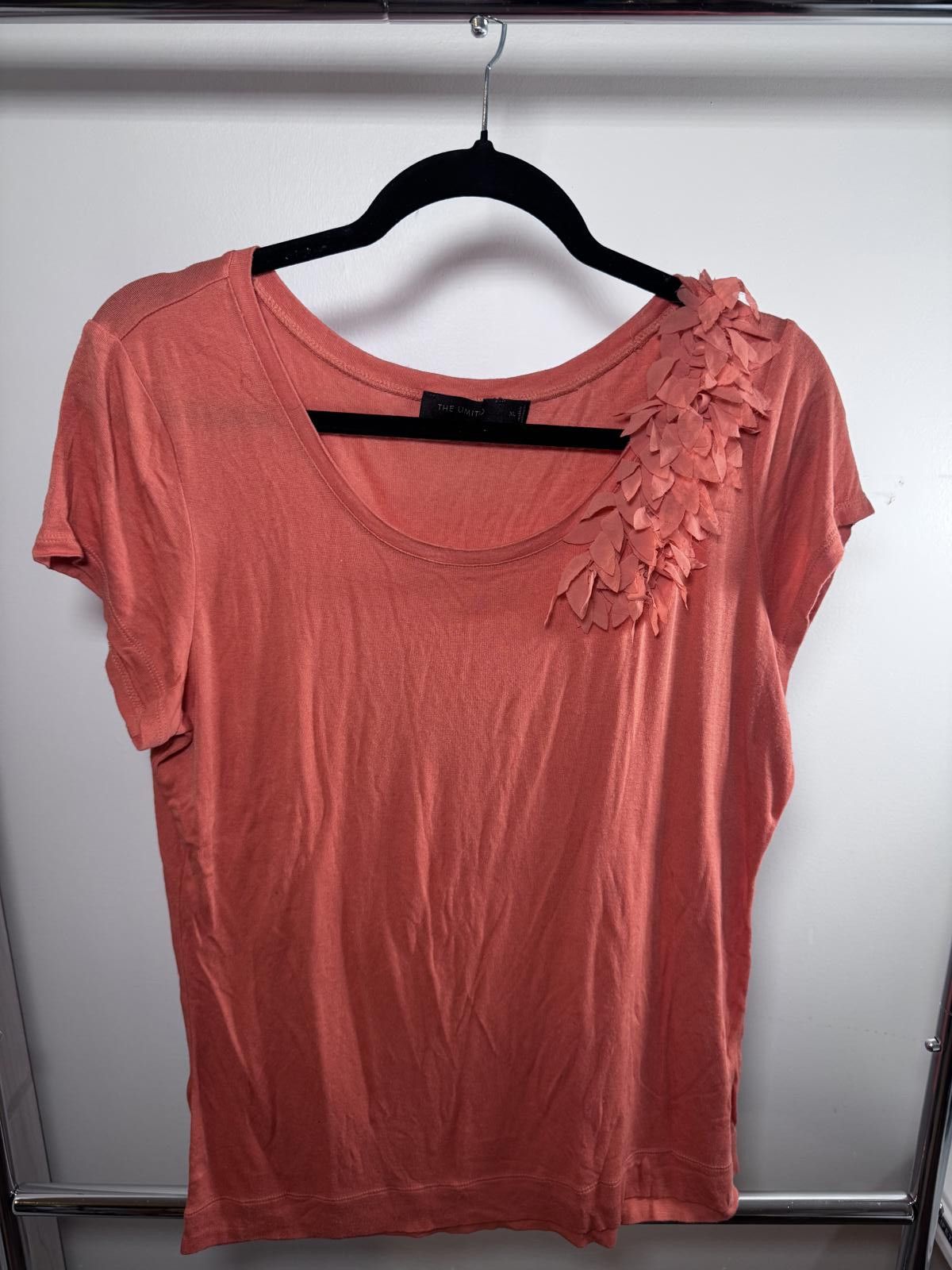Designer Stylish Coral Top with Floral Accent by The Limited - XL Size XL / US 12-14 / IT 48-50 - 1 Thumbnail