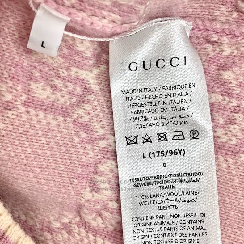 Gucci Gucci Pink logo jacquard full-print wool round neck single Size L / US 10 / IT 46 - 8 Thumbnail