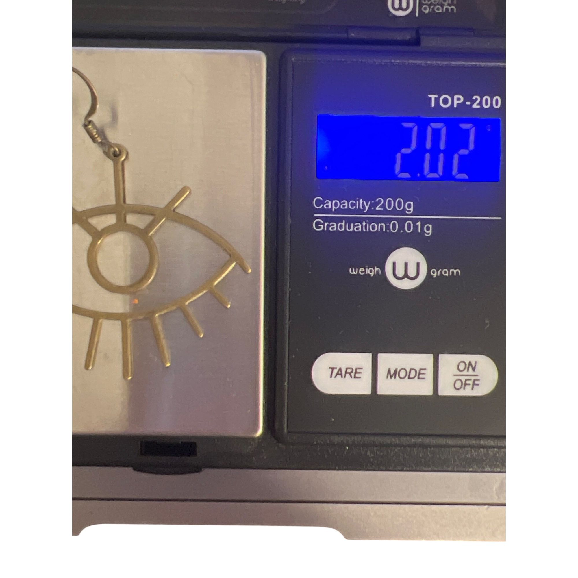 Other Evil Eye Shaped Brass Dangle SINGLE Earring Openwork Hook 2" Size ONE SIZE - 5 Thumbnail