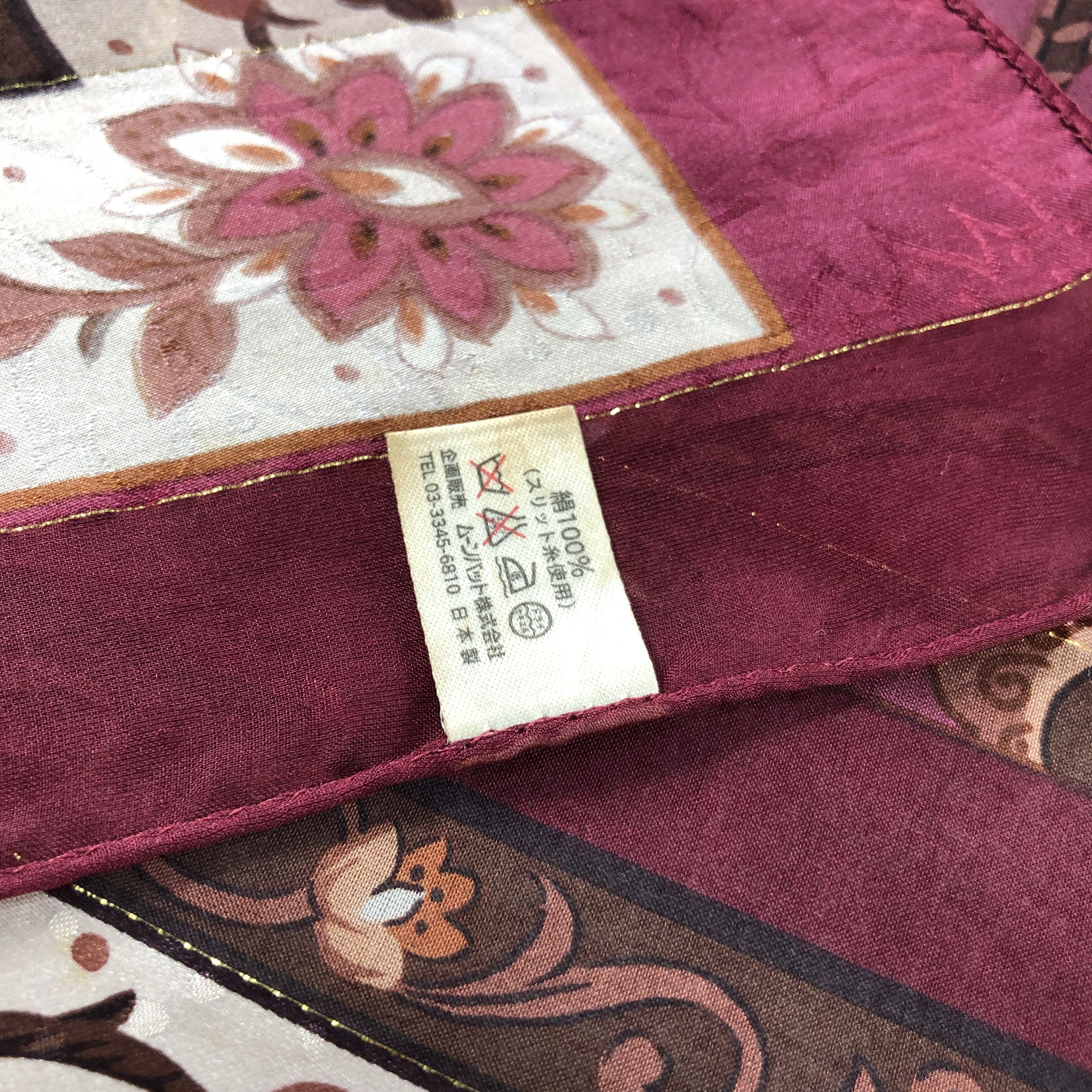 Japanese Brand Vintage Luxury Floral Silk Scarf M1288 Size ONE SIZE - 4 Thumbnail