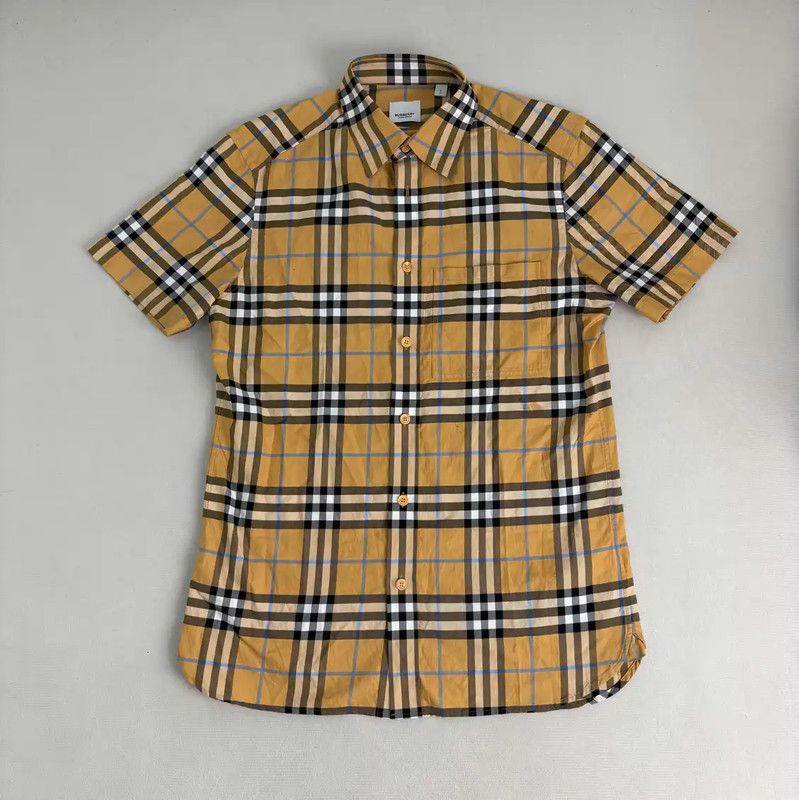 Burberry Burberry Yellow Checkered Cotton Short Sleeve Shirt Size US S / EU 44-46 / 1 - 1 Thumbnail