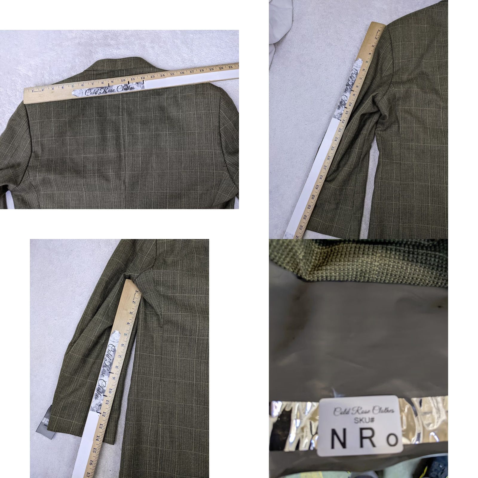 Vintage Hagger Blazer 42S Beige Windowpane Wool Blend 2 Button Single-Breasted Notch Lapel Mens Jacket Size 42R - 9 Thumbnail