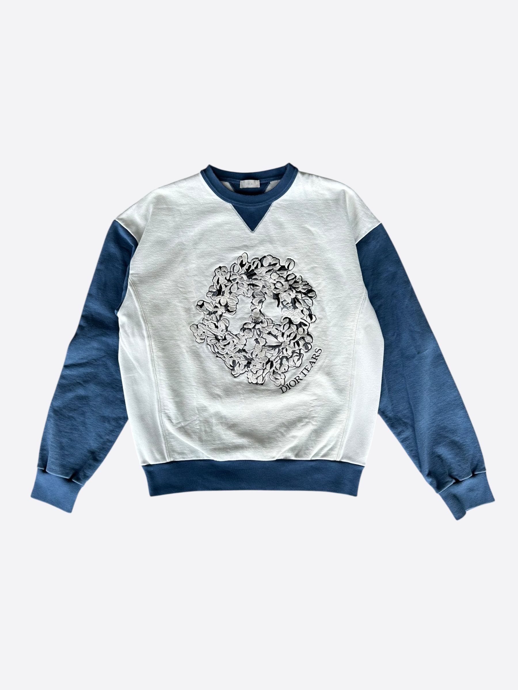 Dior Dior Denim Tears White & Navy Embroidered Logo Sweater Size US M / EU 48-50 / 2 - 1 Thumbnail