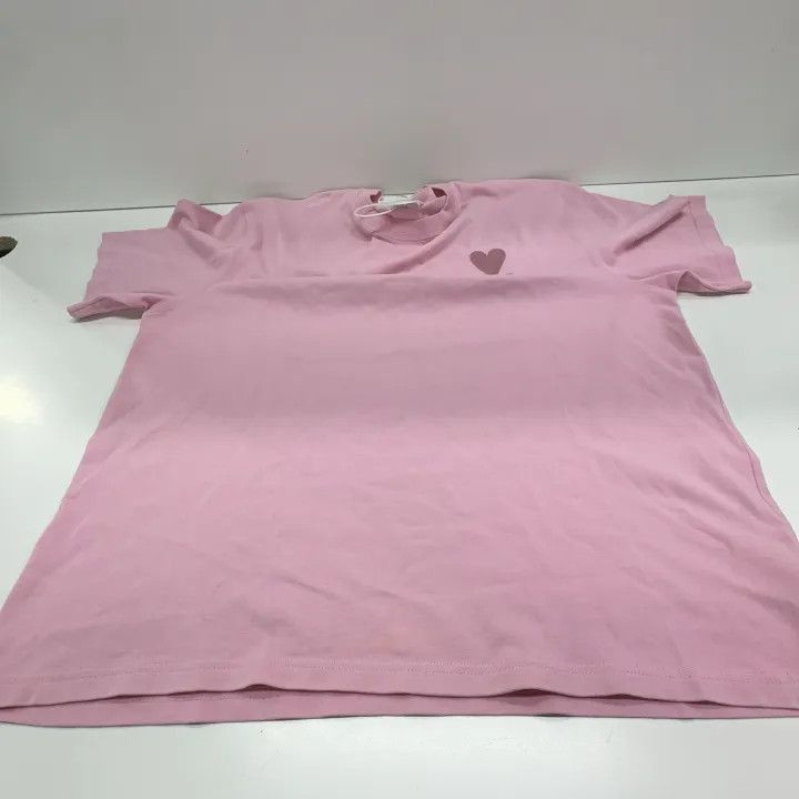 AMI AMIPARIS Pink Heart Logo Short Sleeve T-Shirt -2507 Size US S / EU 44-46 / 1 - 2 Thumbnail