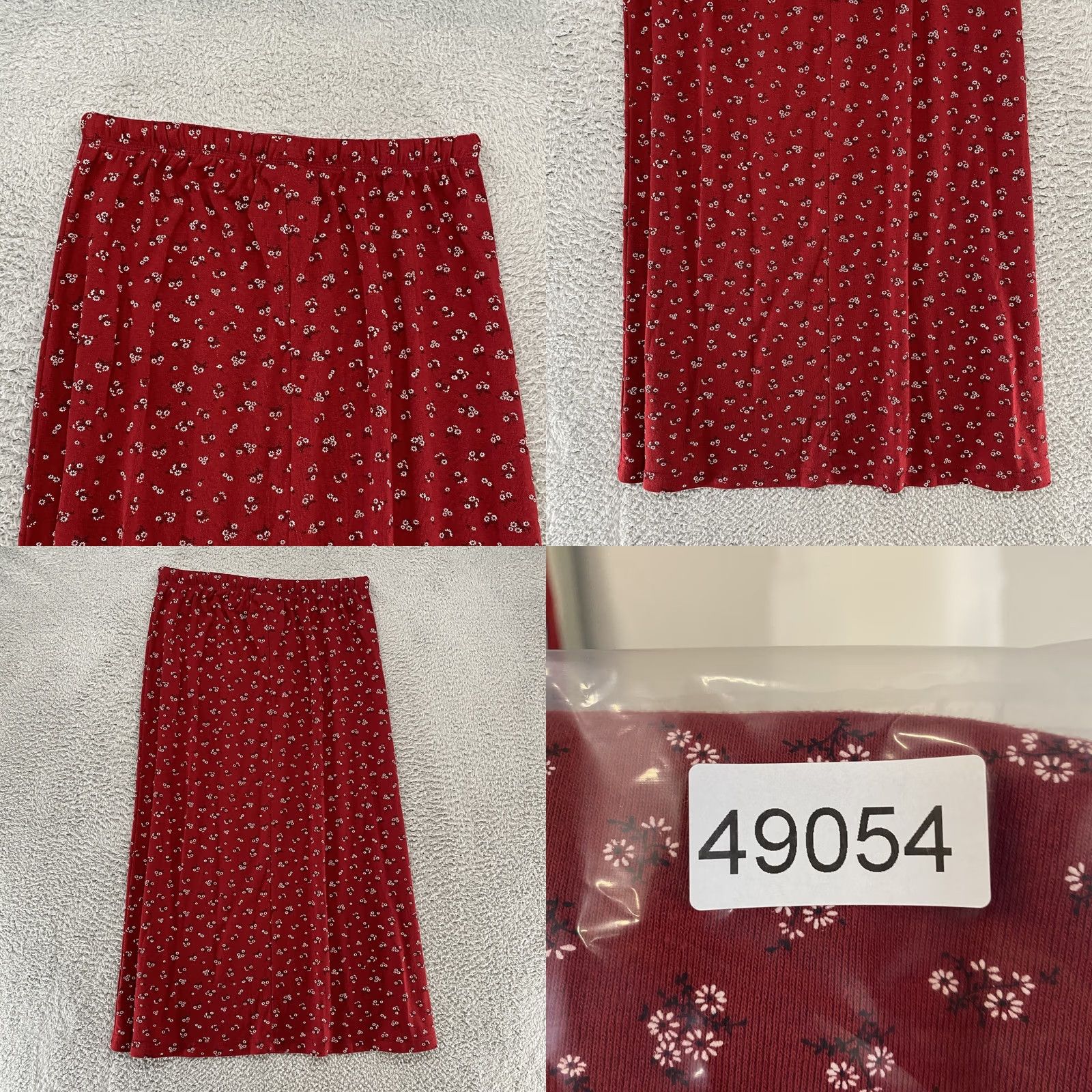 Coldwater Creek Coldwater Creek Skirt Womens Large Midi A-Line Floral Red Cotton Blend Knit Elastic Waist 90s Bohemian Cottagecore Y2K Casual Travel Size 36" / US 14 / IT 50 - 8 Thumbnail
