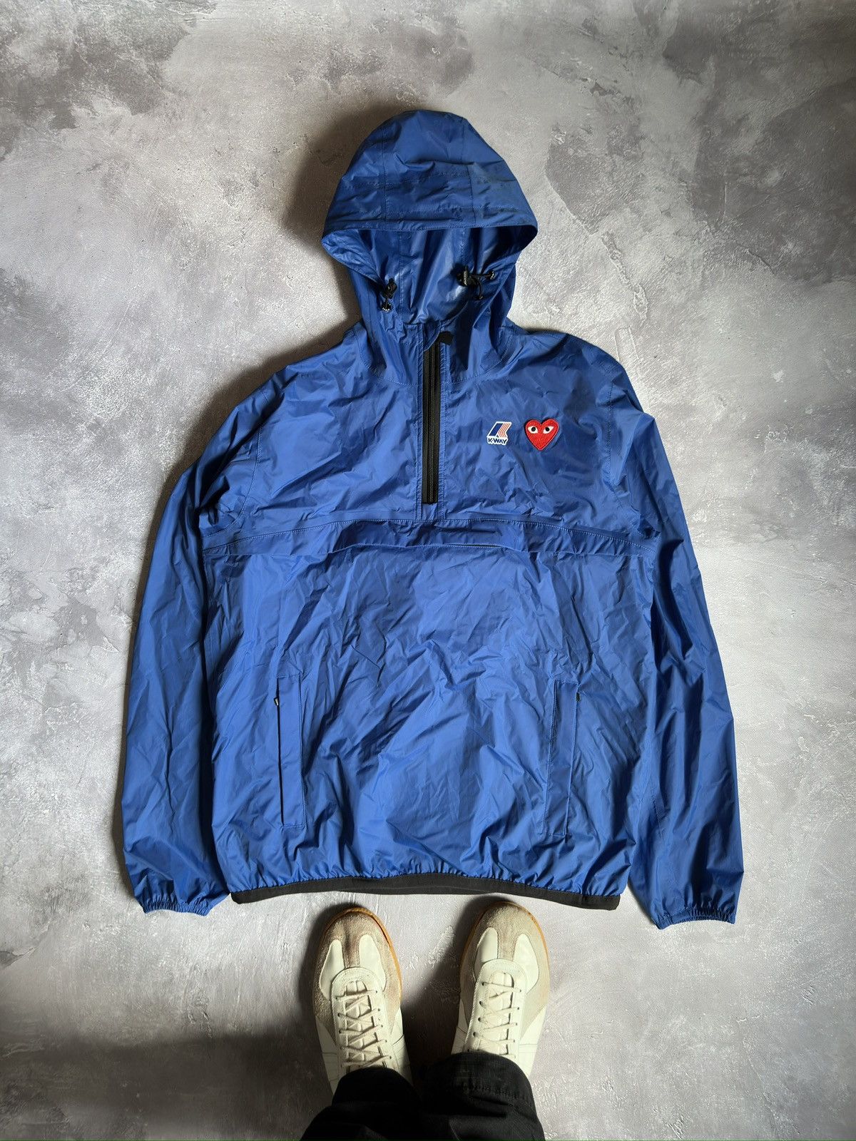 image of Comme Des Garcons x Kway Commes Des Garçons X Kway Windbreaker in Blue, Men's (Size Medium)