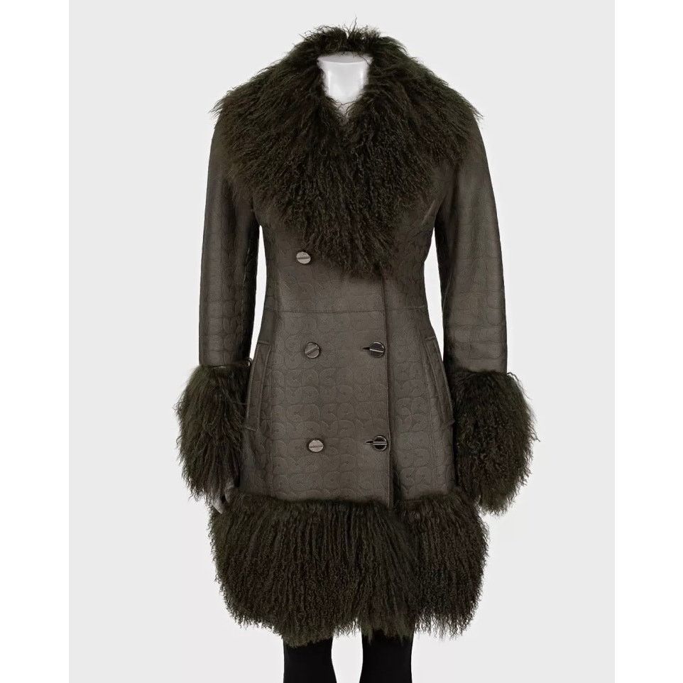 Gianfranco Ferre Ferre Green Shearling Coat Fur Insets IT42 Size M / US 6-8 / IT 42-44 - 1 Thumbnail