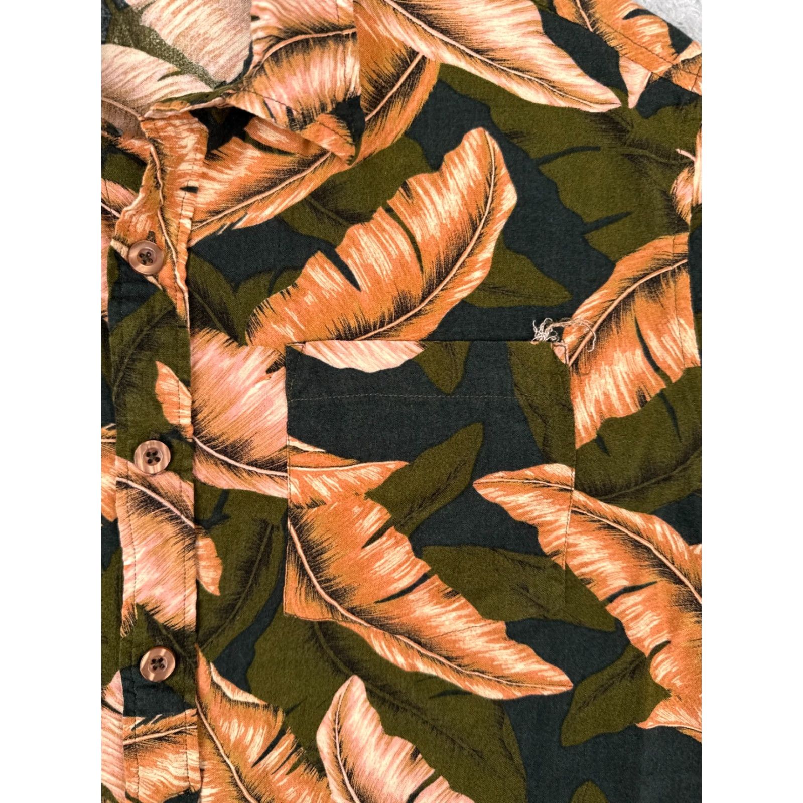 Vintage Max Mehra Shirt Adult Large Orange Palm Leaf Hawaiian 100% Rayon Viscose Floral Short Sleeve Collared Button-Up Mens Size US L / EU 52-54 / 3 - 6 Thumbnail
