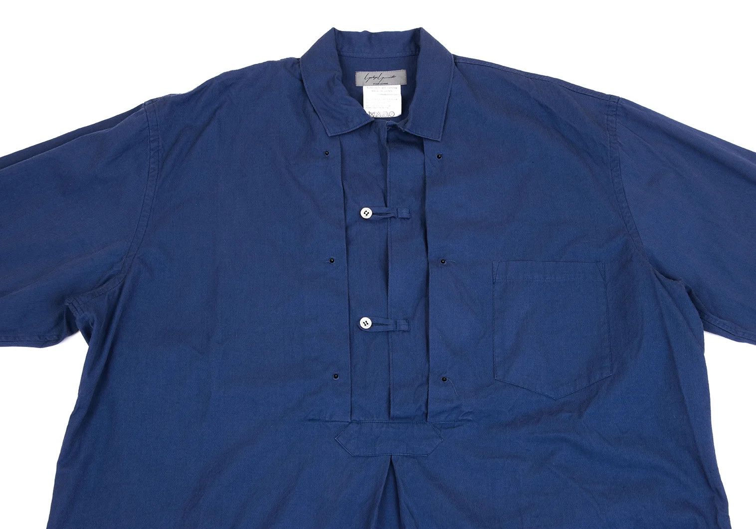 Yohji Yamamoto Yohji Yamamoto Cotton Grommet Button Pullover Long Shirt Size US M / EU 48-50 / 2 - 2 Thumbnail