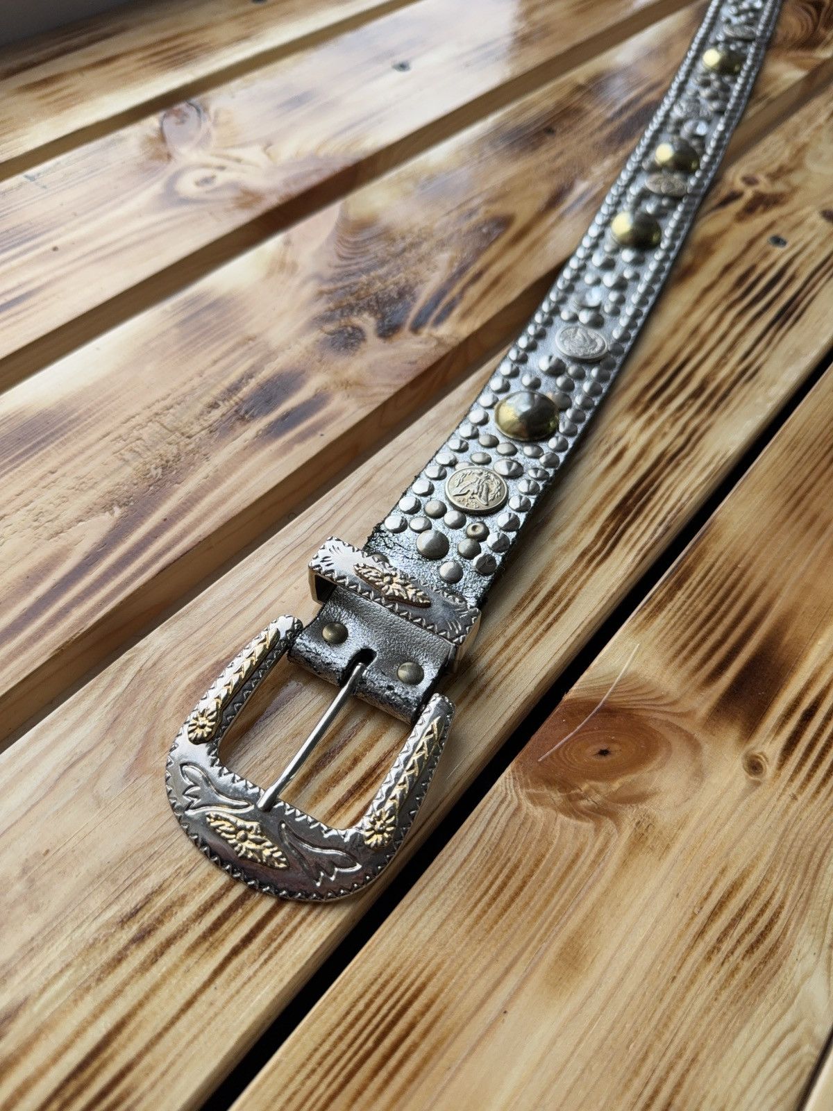 If Six Was Nine Vintage Japanese Studded Leather Punk Emo Rock Goth Y2K belt Size ONE SIZE - 4 Thumbnail