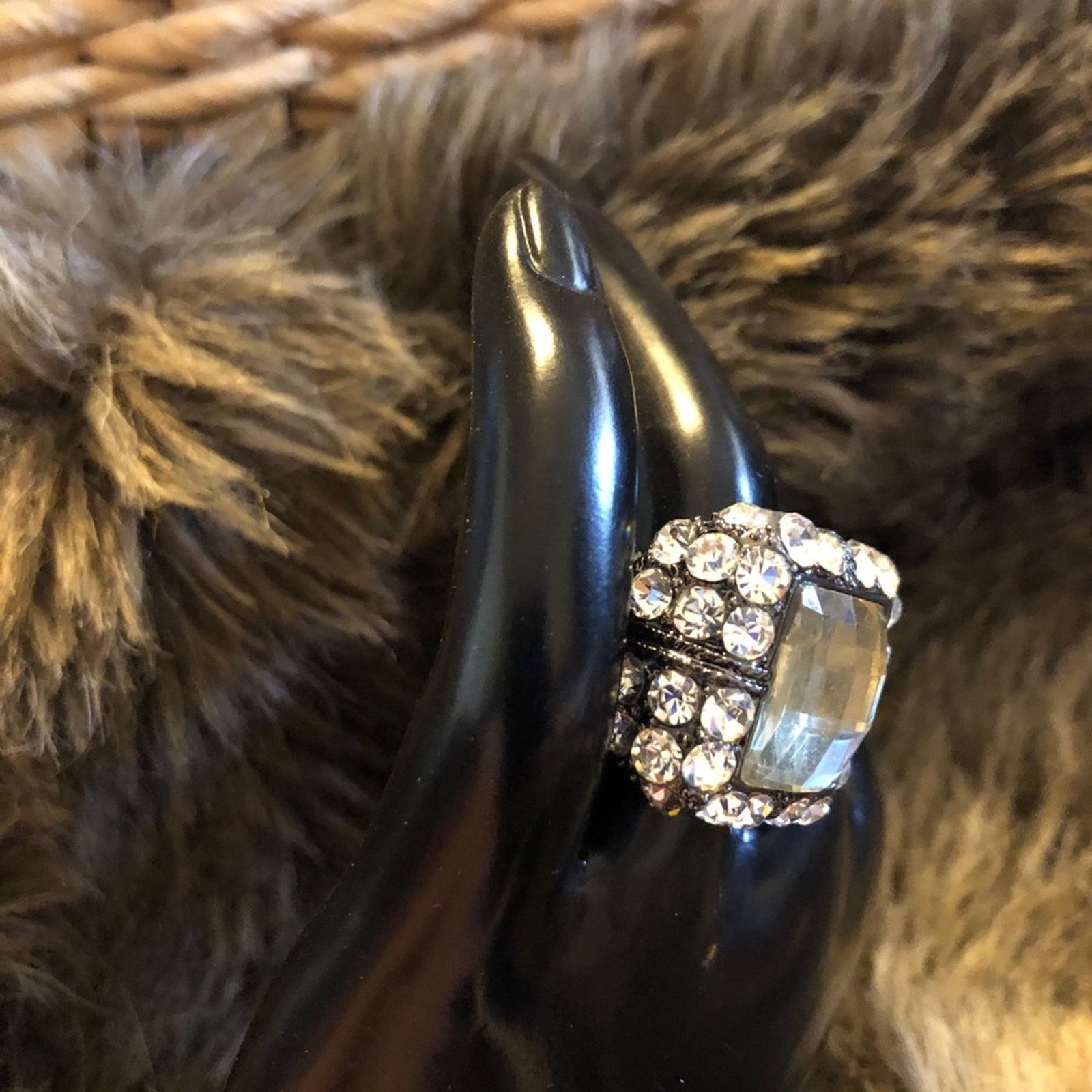 Jewelry Faceted dome rhinestone accent stretch ring Size ONE SIZE - 5 Thumbnail