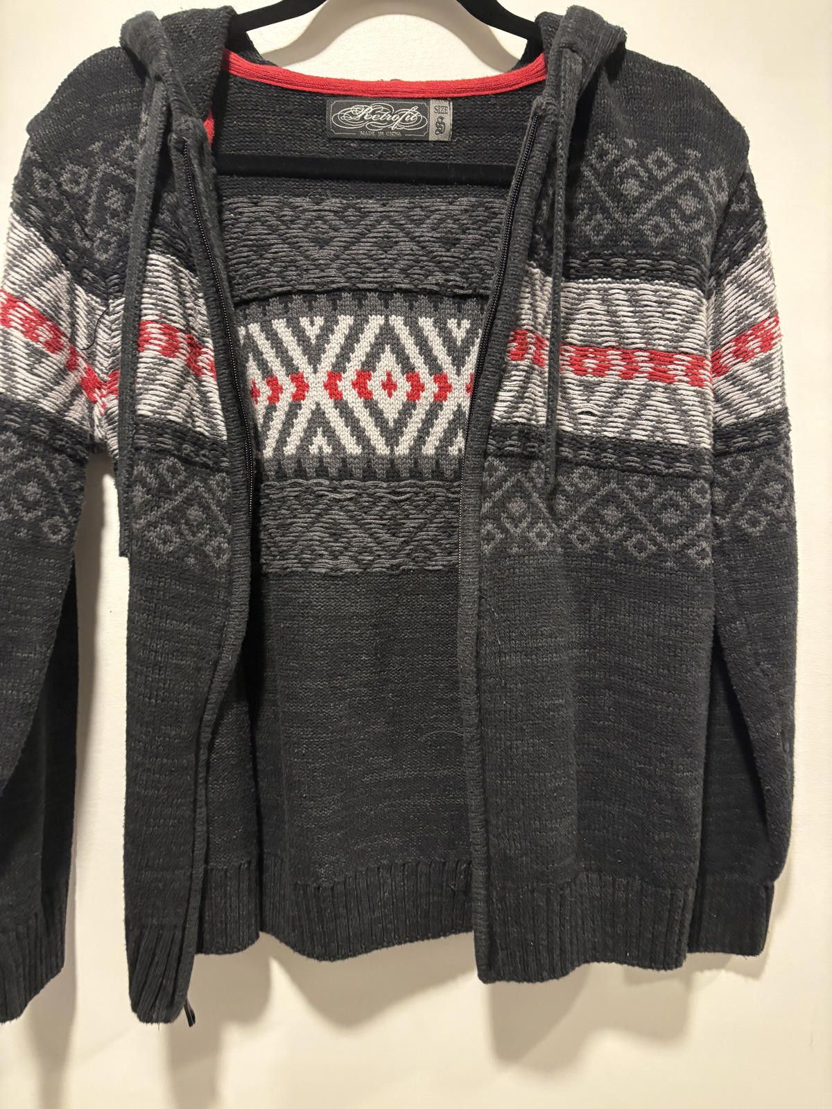Retrofit Y2K Retrofit Zip-Up Hooded Sweater - Gray with Patterned Size S / US 4 / IT 40 - 6 Thumbnail