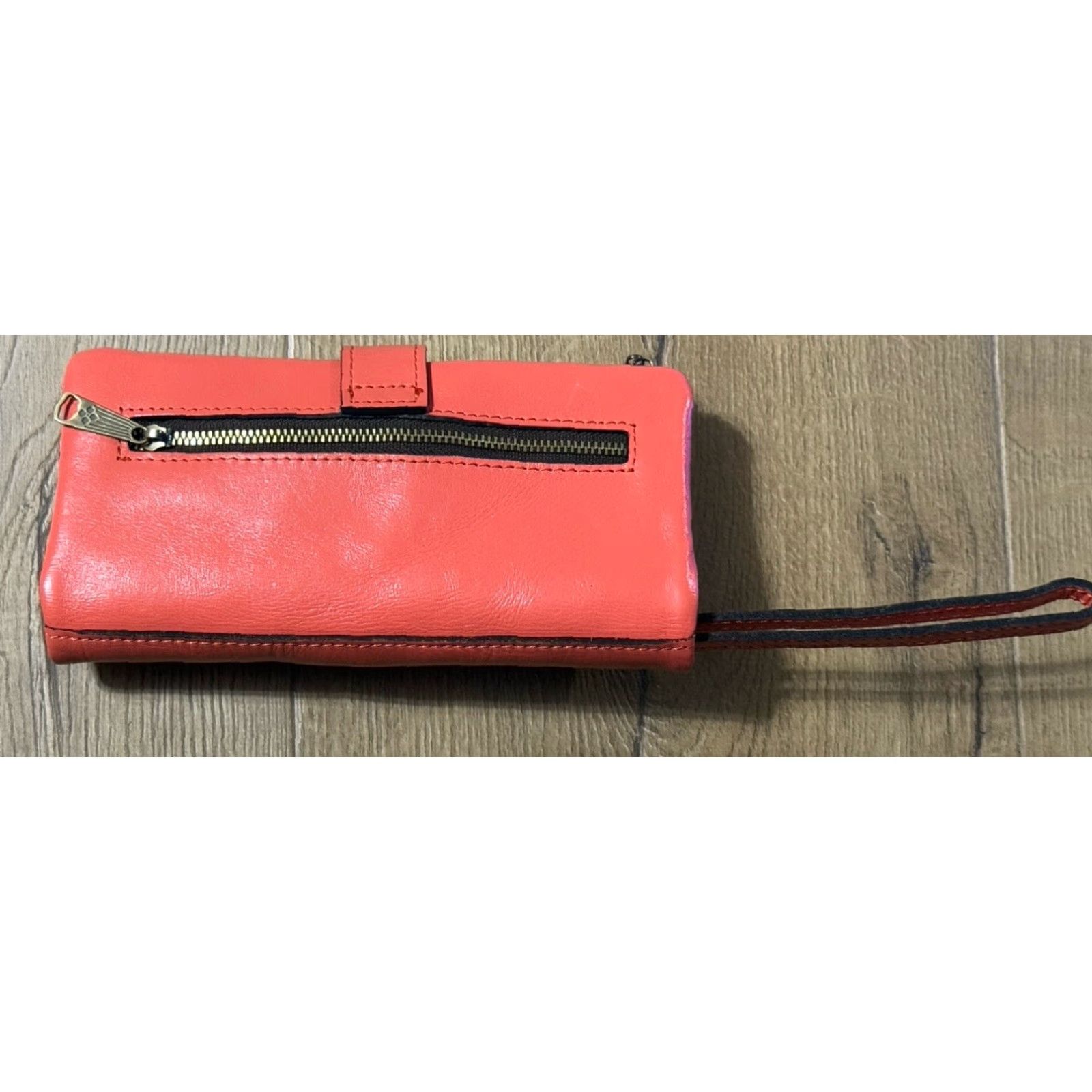 Patricia Nash Patricia Nash Annesley Wristlet Coral Leather RFID Blocking Zip Outer Pockets Magnetic Turn Lock Gold Hardware Women Medium" Size ONE SIZE - 3 Thumbnail