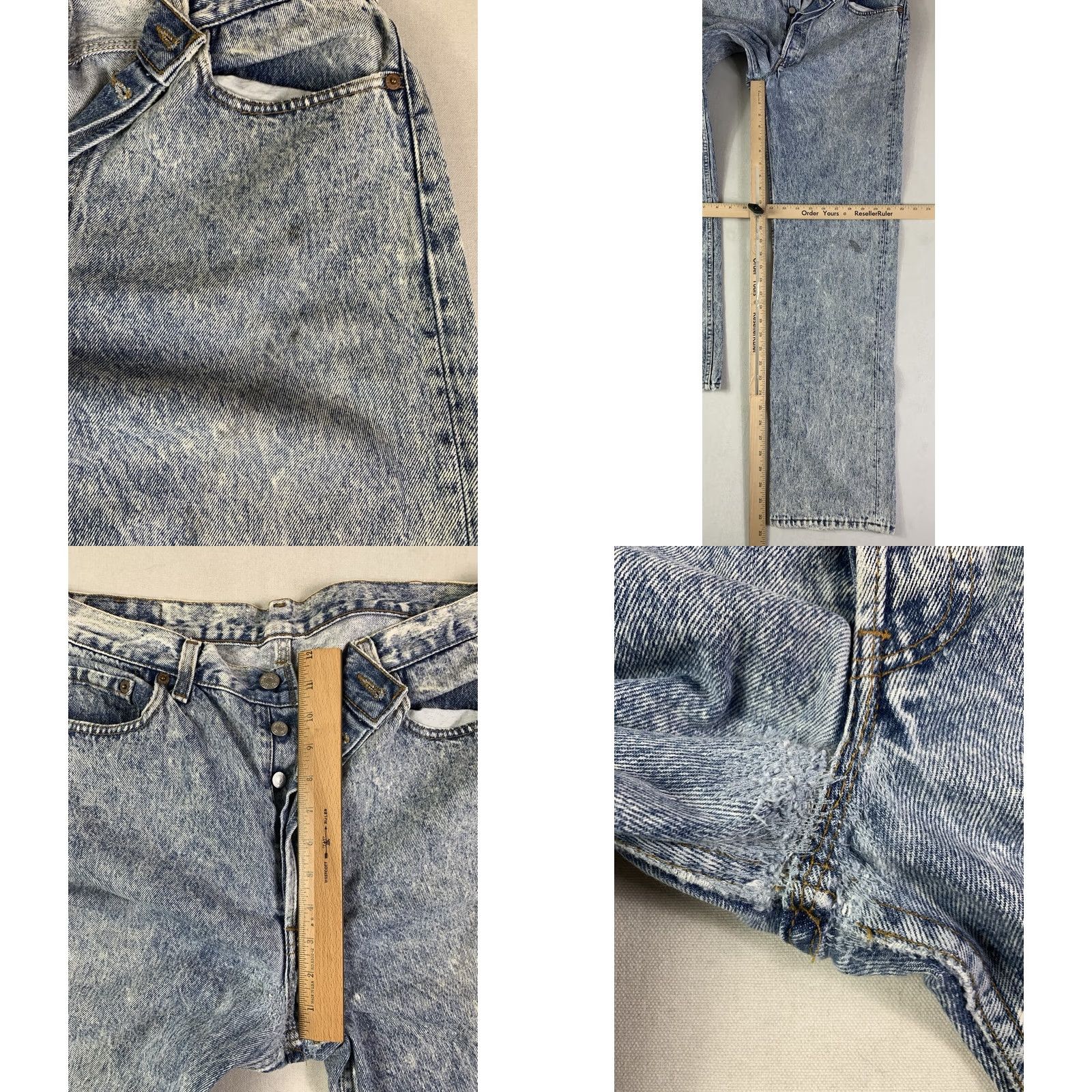 Levi's VINTAGE Levi's 501 Jeans Men 34x33 Blue 90s Made USA Acid Wash Distressed Classic Straight Jeans Mens Size US 34 / EU 50 - 8 Thumbnail