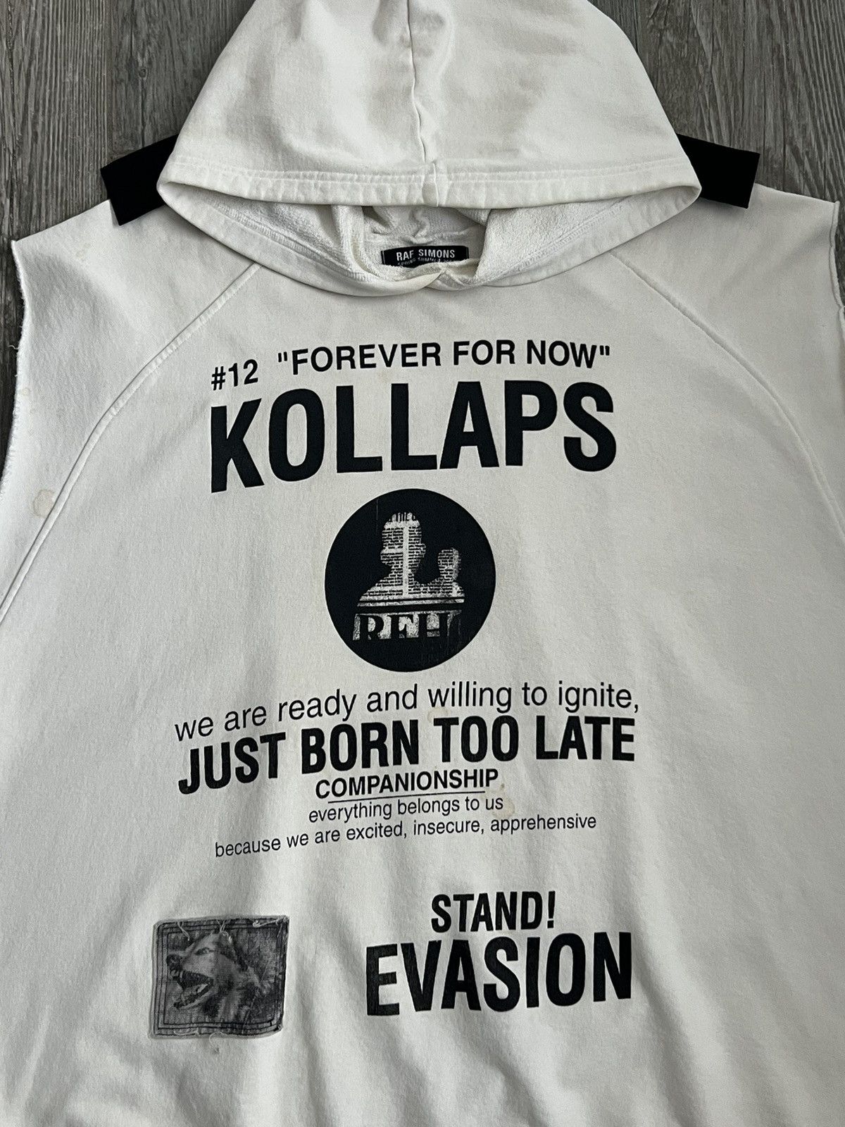 Raf Simons SS2002 Raf Simons Kollaps Sample White Sleeveless OS Hoodie Size US XL / EU 56 / 4 - 3 Thumbnail