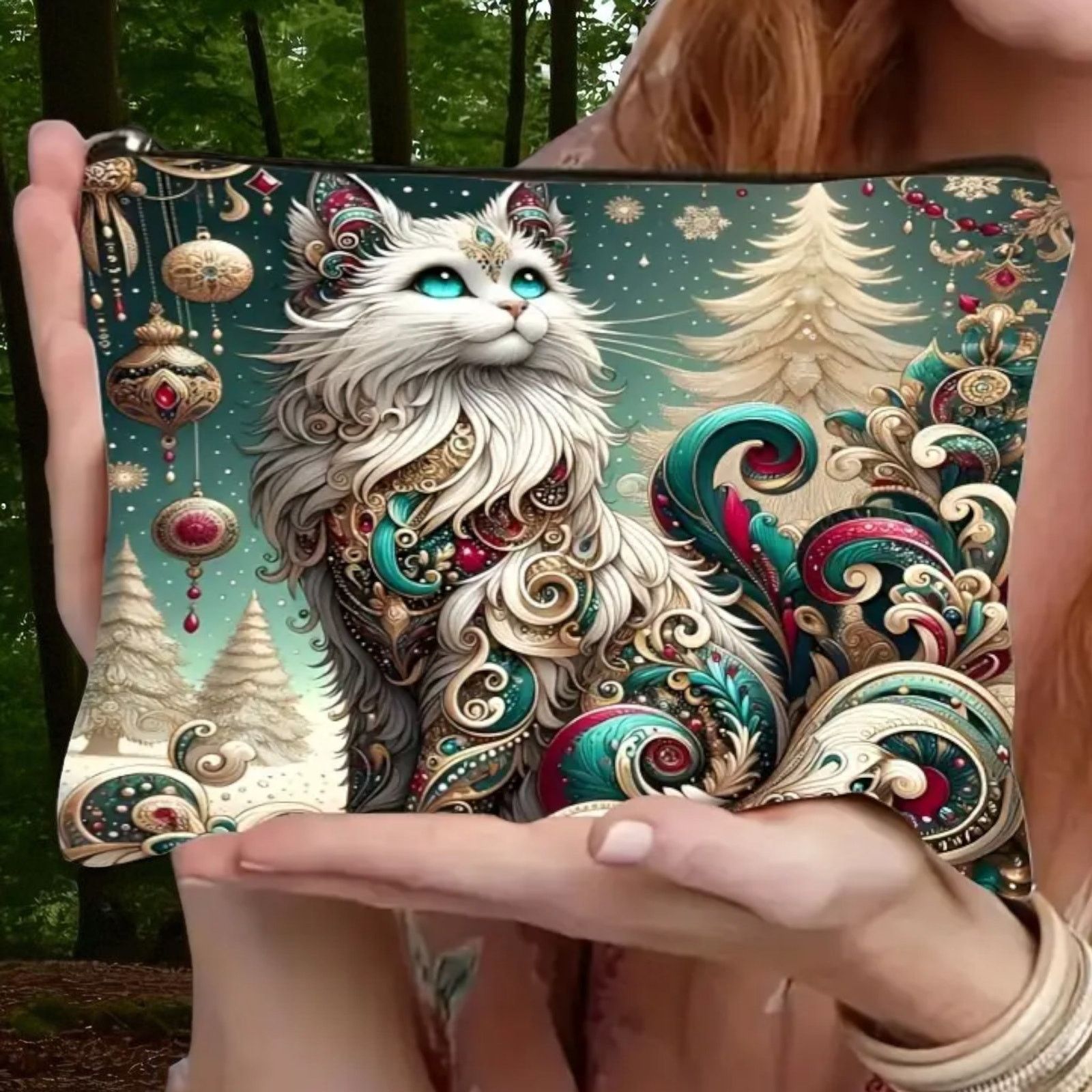 Other Mystical Cat Cosmetic Bag Celestial Green Makeup Organizer Size ONE SIZE - 9 Thumbnail