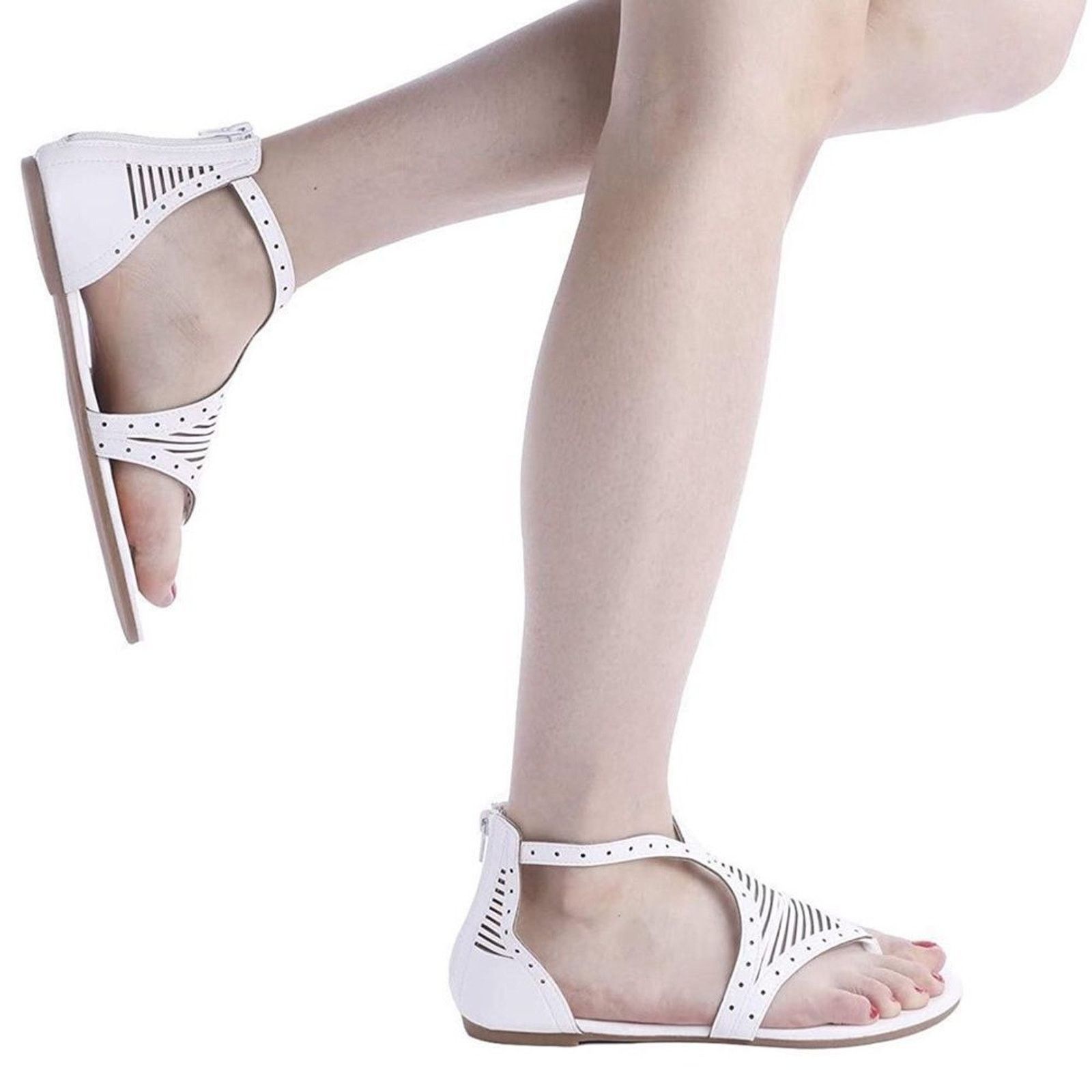 Other Dream Pairs Women’s Sandals sz 11 White Flats NEW #87-AB Size US 11 / IT 41 - 3 Thumbnail