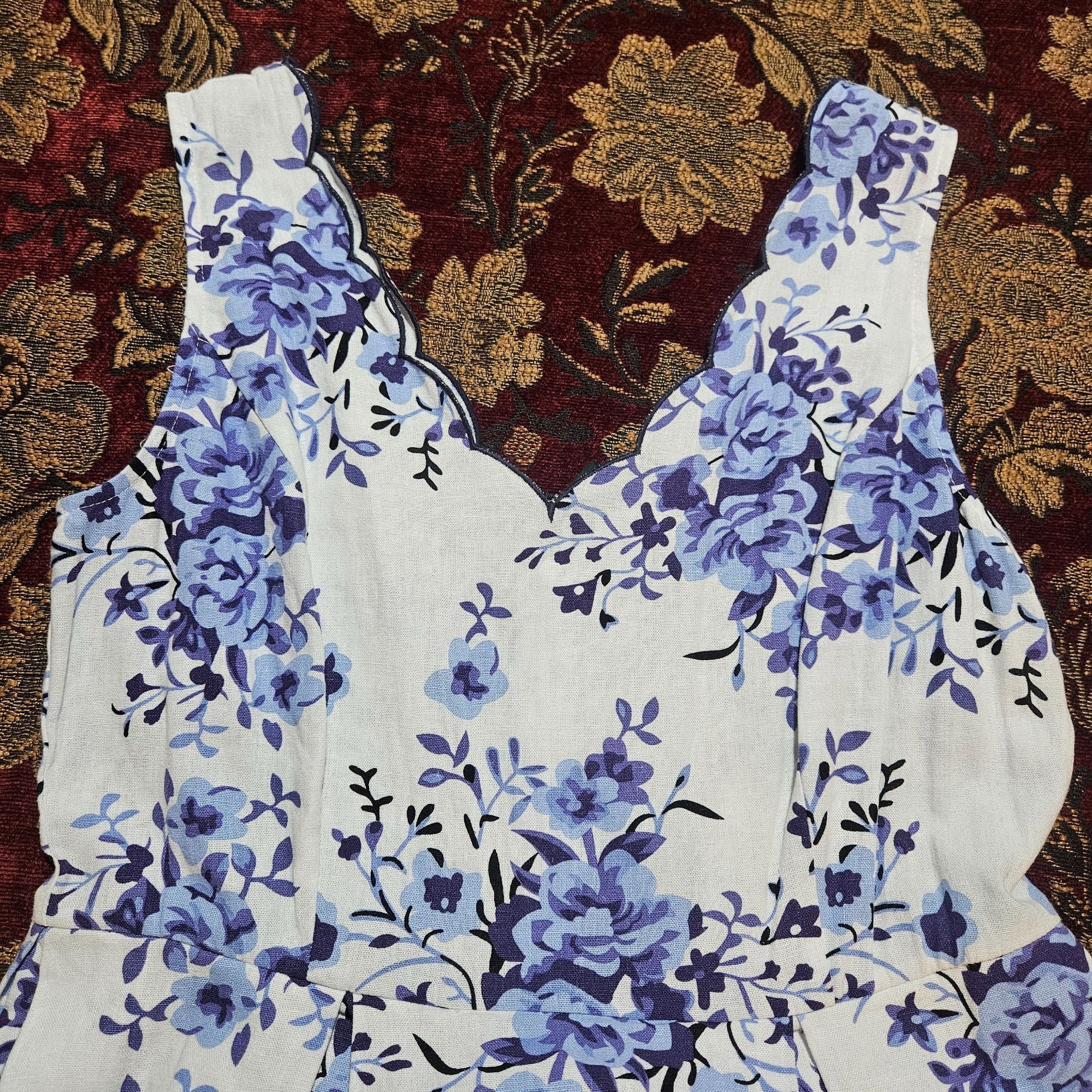 Other For Cynthia Women Blue Floral Dress M Scallop Hem Resort Sty Size M / US 6-8 / IT 42-44 - 16 Thumbnail