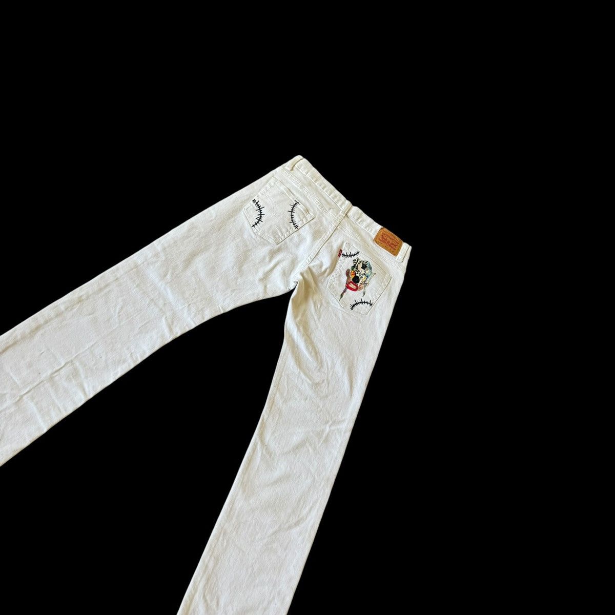 Levi's Unisex Up-cycled reworked one of a kind Levi’s white jeans. Size US 30 / EU 46 - 13 Thumbnail
