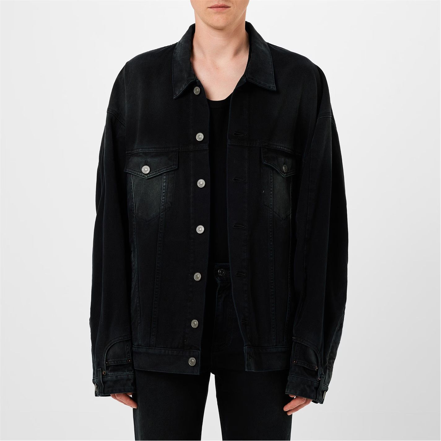 Balenciaga o1g2r1mq0226 Deconstructed Cotton Denim Jacket In Black Size US M / EU 48-50 / 2 - 3 Thumbnail