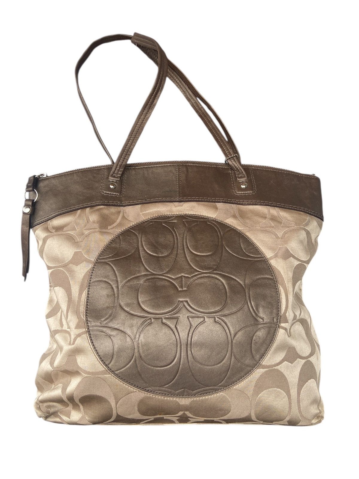 Authentic Coach Laura Signature Large Tote F18335-BrownBeige