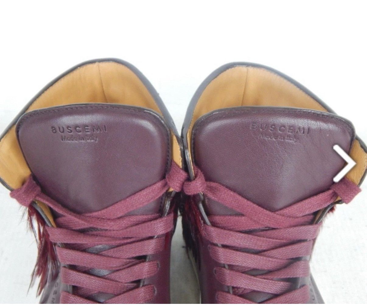 Buscemi Buscemi High-Top Maroon Leather w Feather Trim dz 38 Size US 8 / IT 38 - 2 Thumbnail