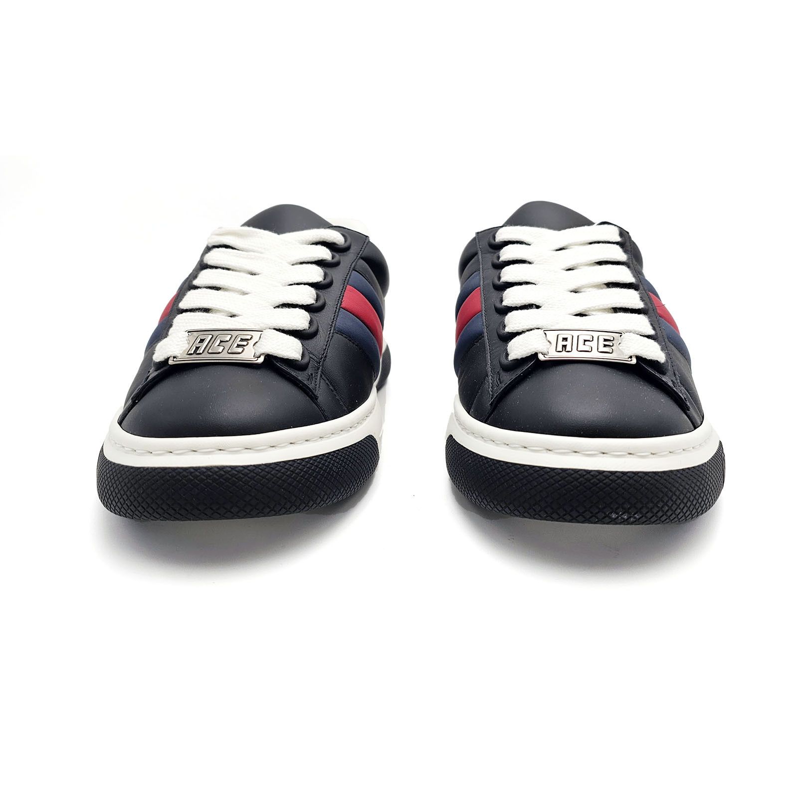 Gucci Gucci Ace Mens Sneakers Blue Red Web Black Leather 10.5 New Size US 10.5 / EU 43-44 - 7 Thumbnail