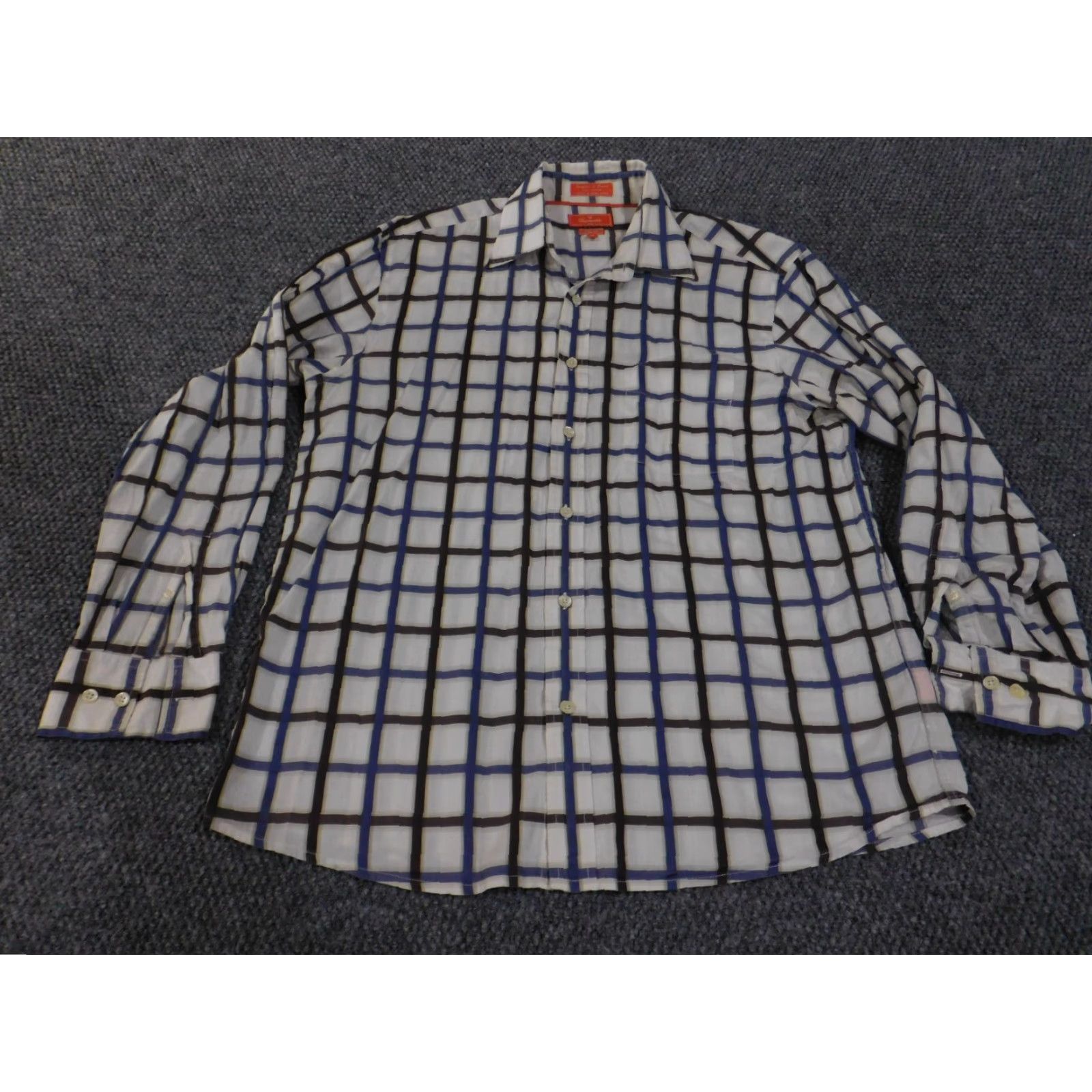 Faconnable Façonnable Shirt Mens M White Plaid Button-Up Button-Down Cotton Linen Hong Kong Logo Retro Western Size US M / EU 48-50 / 2 - 2 Thumbnail