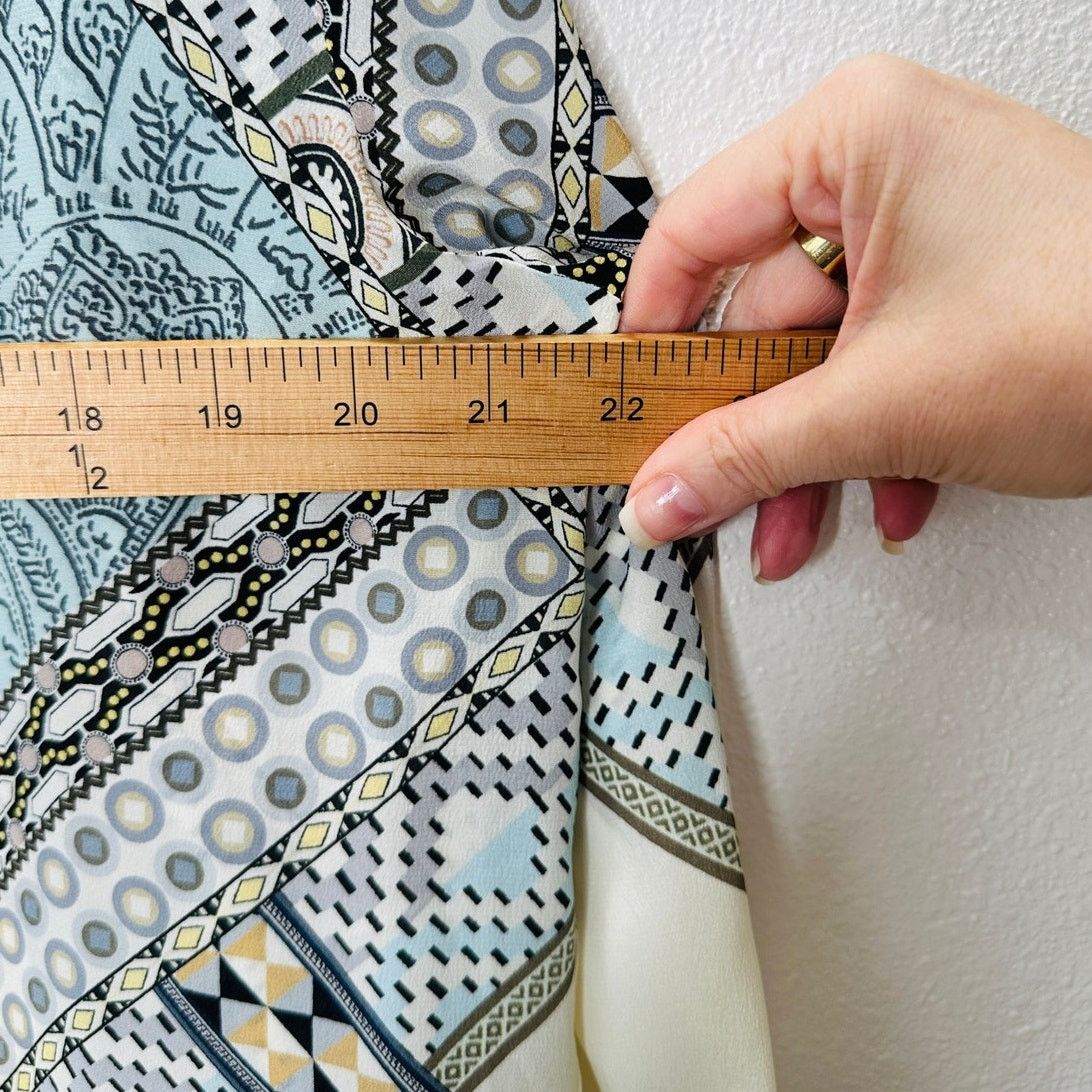 Etro ETRO Cream Blue Multi Geometric Print Collar Blouse 46 / L Size L / US 10 / IT 46 - 15 Thumbnail