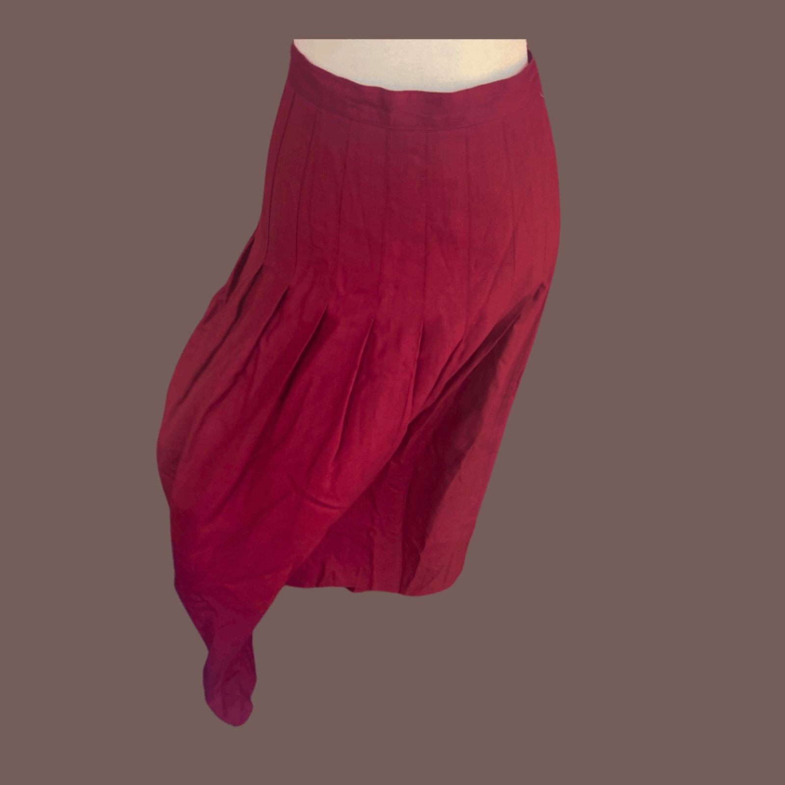 Vintage VTG Pleated Skirt | Red High Waist USA | 90s Academia Size 34" / US 12 / IT 48 - 1 Thumbnail