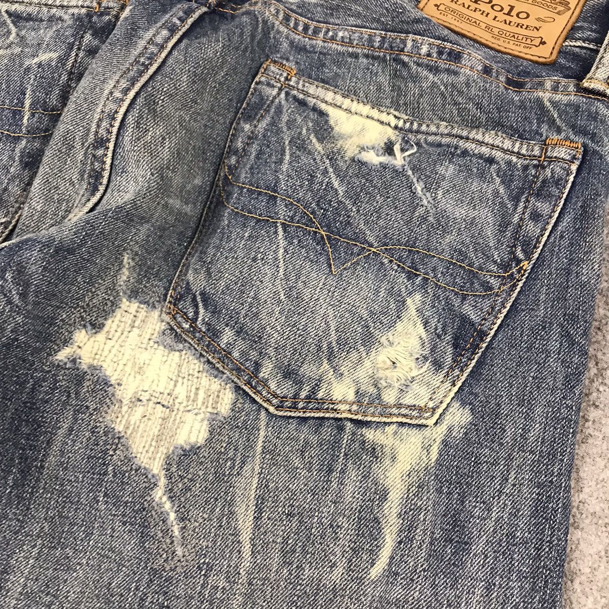 Japanese Brand × Polo Ralph Lauren POLO RALPH LAUREN PATCHWORK DISTRESSED DENIM PANTS Size US 31 - 13 Thumbnail