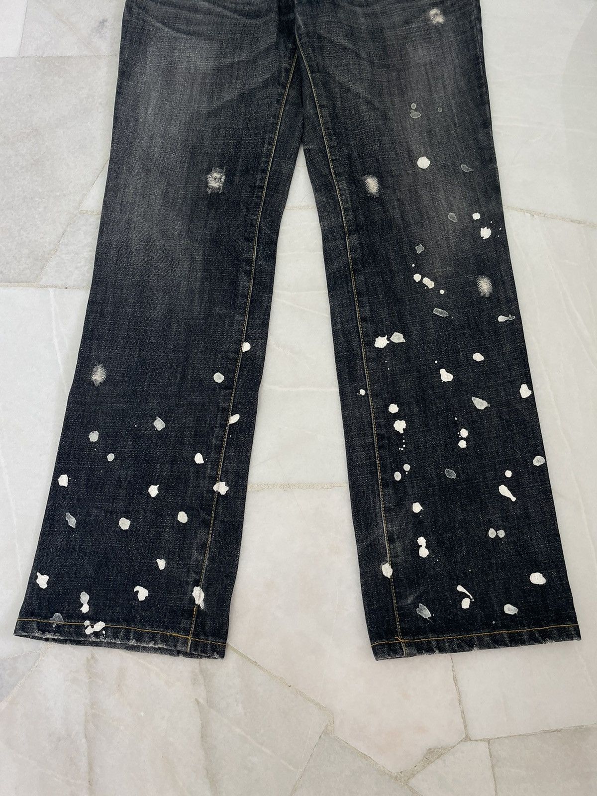 Issey Miyake Rare💥Vintage Sunaokuwahara Paint Split Distressed Jeans Size US 32 / EU 48 - 5 Thumbnail