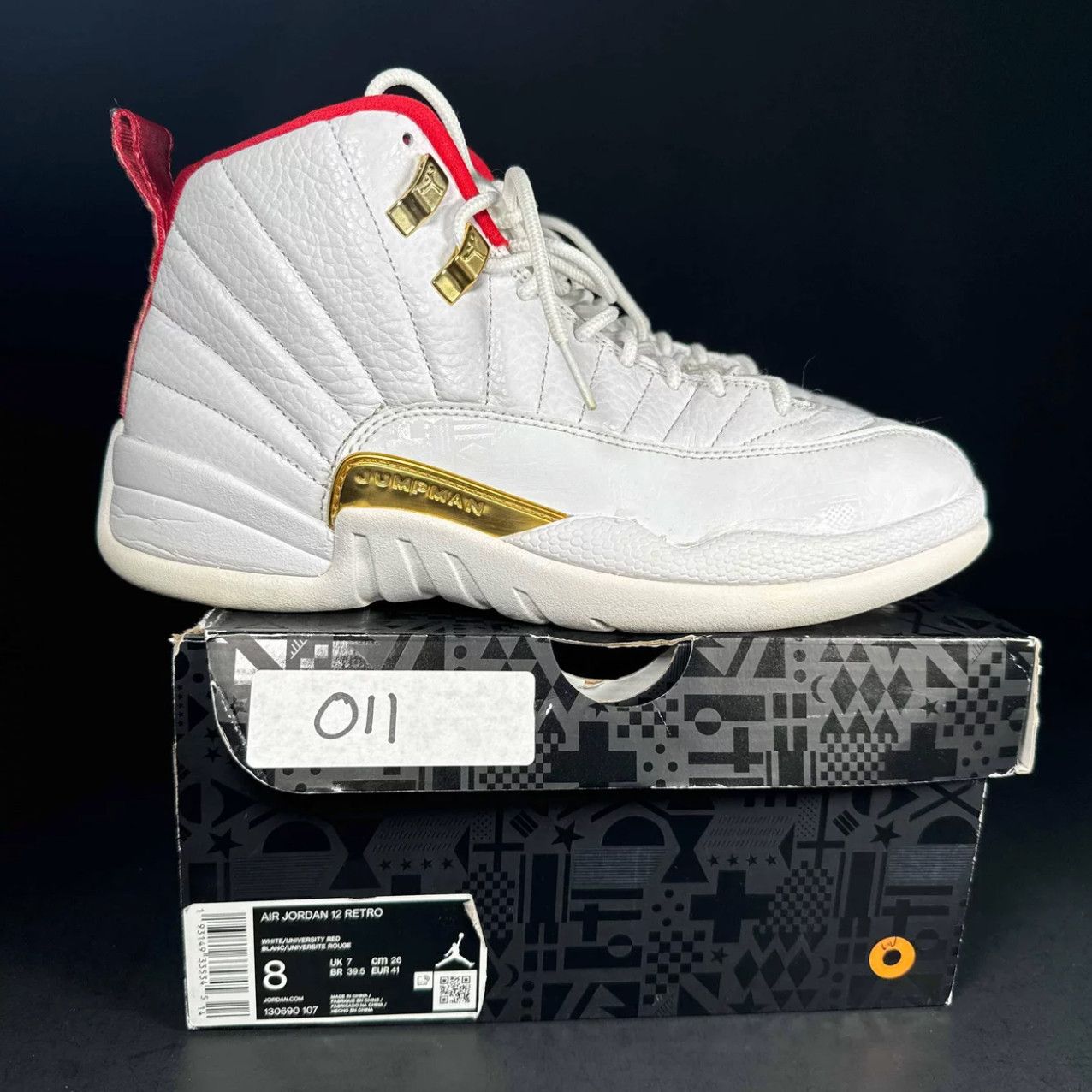 image of Size 8 - Air Jordan 12 Retro 'fiba' Sneakers in White, Men's