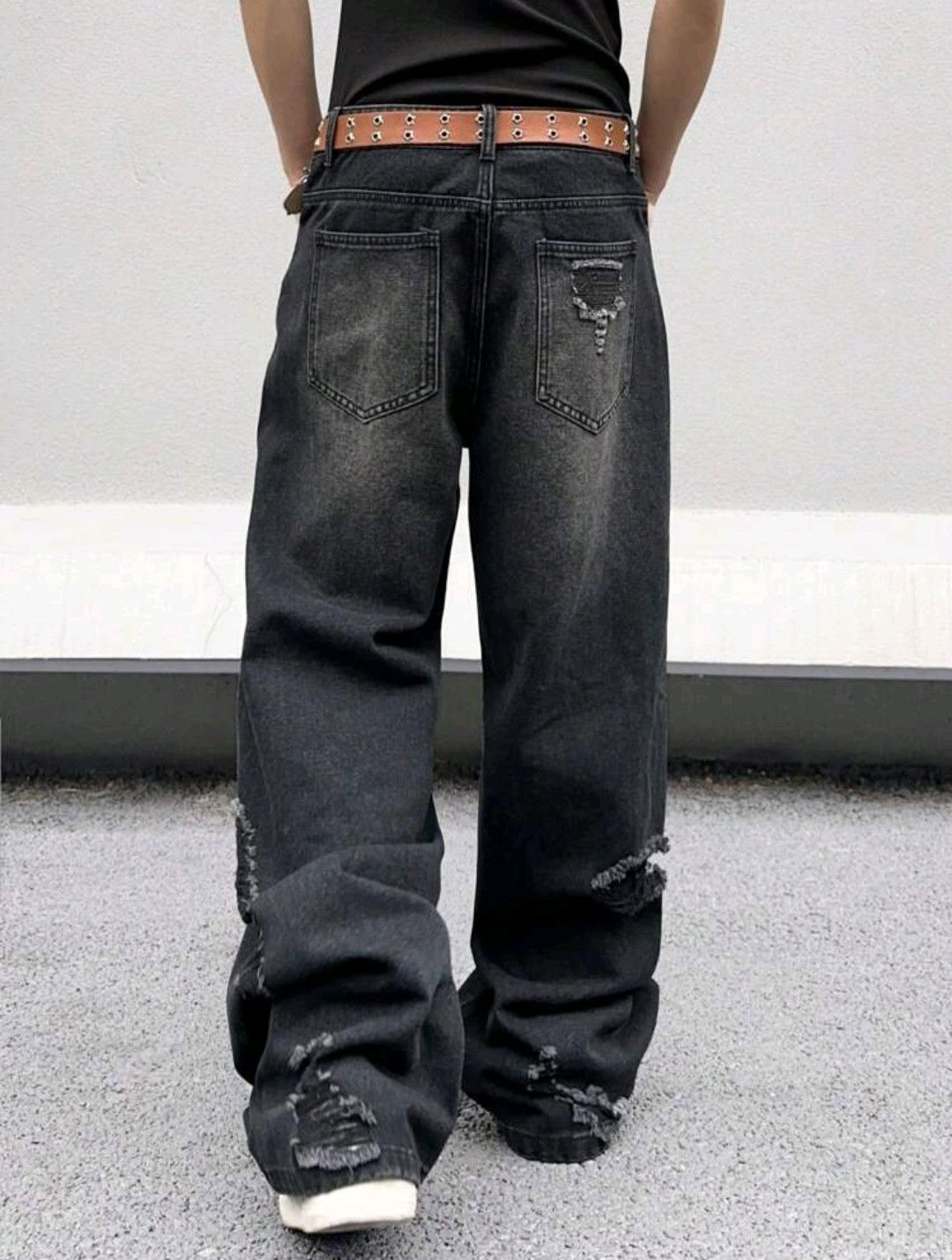 Japanese Brand × Jean Distressed Black Ripped Torn Jeans Y2k sh Size US 33 - 3 Thumbnail