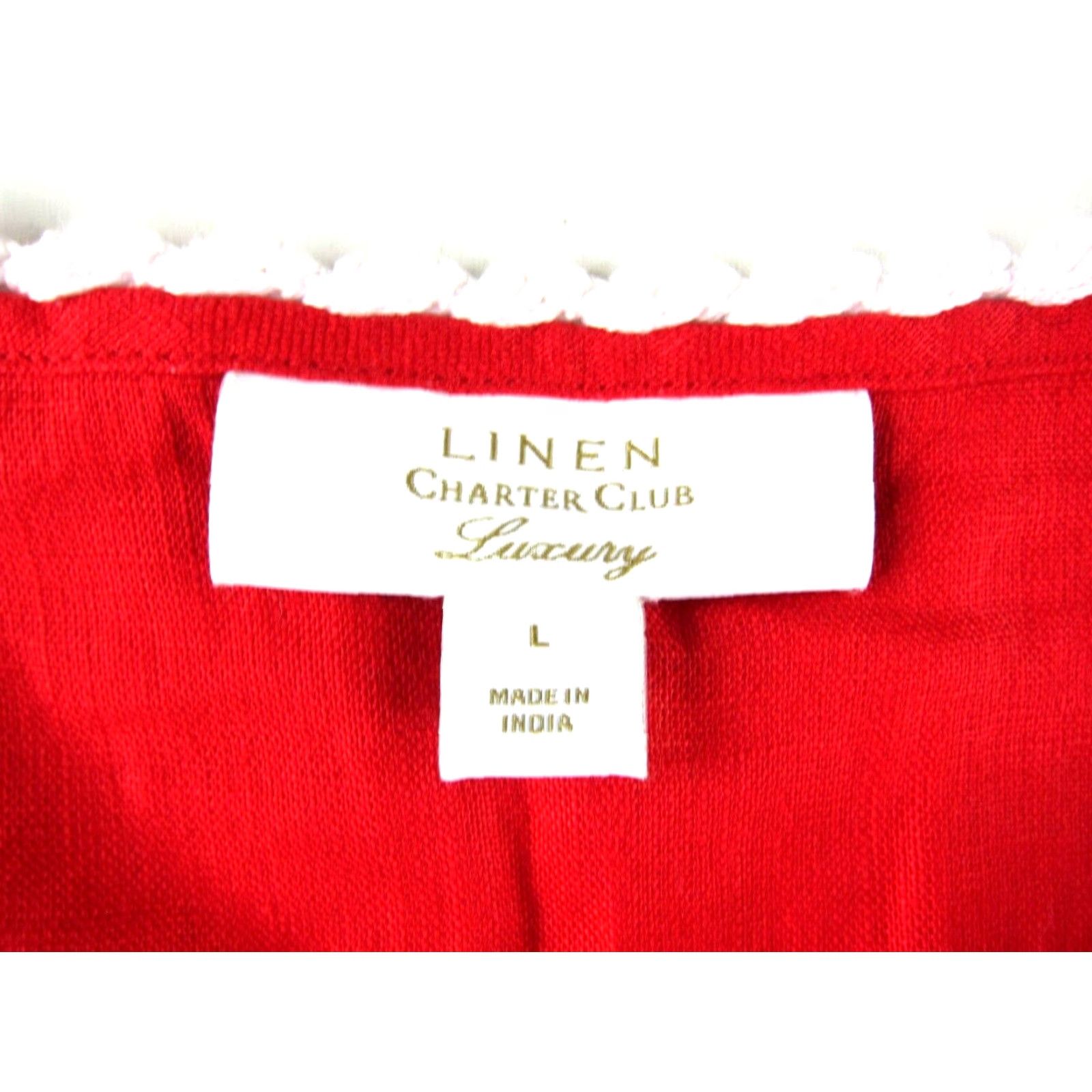 Charter Club Charter Club Luxury Linen Red White Blue Embroidered 3/4 Sleeve Tunic Blouse L Size L / US 10 / IT 46 - 3 Thumbnail