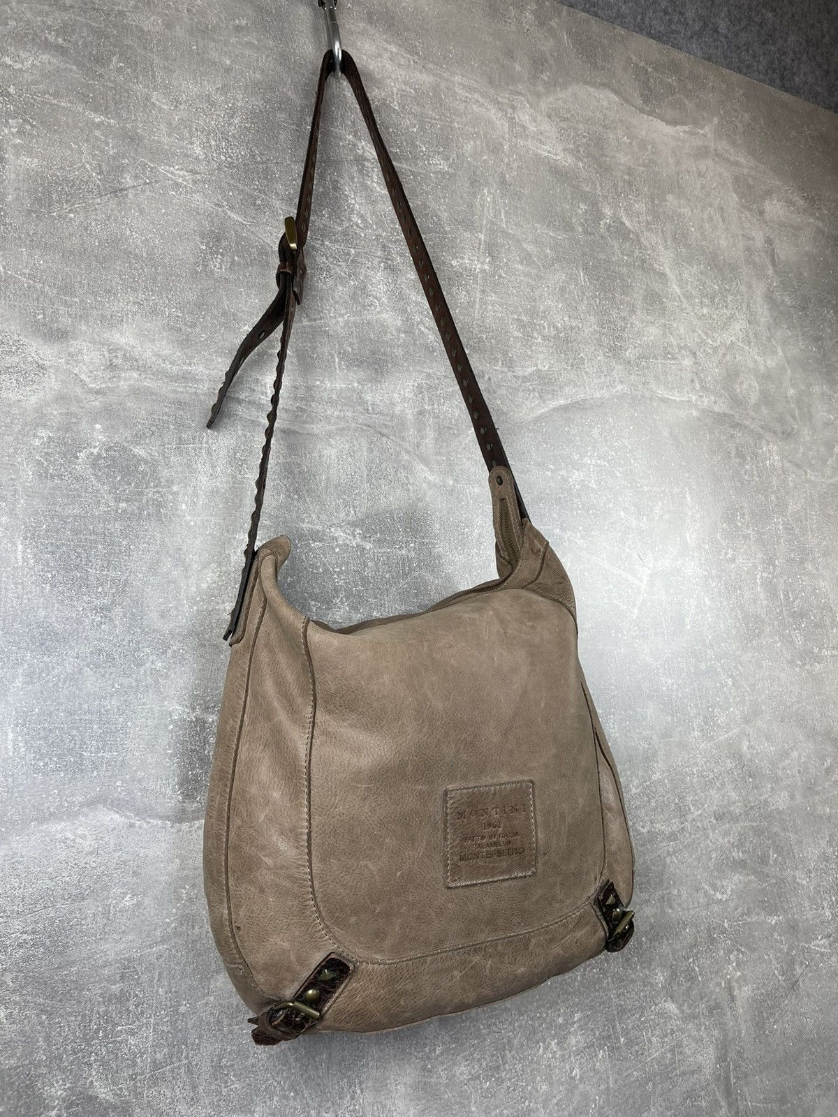 Vintage Montini Italian Beige Leather Avant Garde Shoulder Tote Bag Size ONE SIZE - 2 Thumbnail