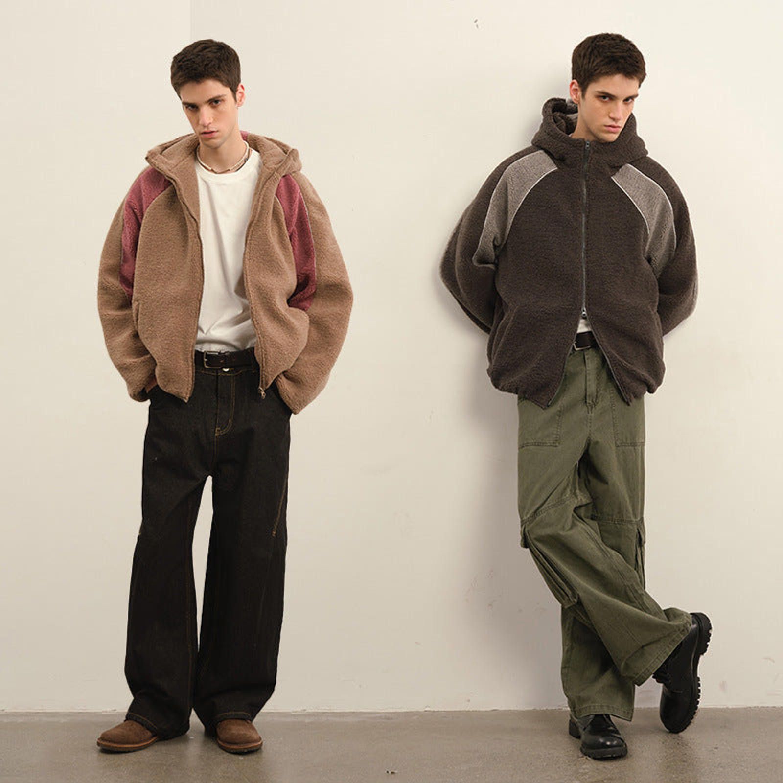 Other Brown and Gray Colorblock Fleece Jackets, Men's Outerwear Size US M / EU 48-50 / 2 - 2 Thumbnail
